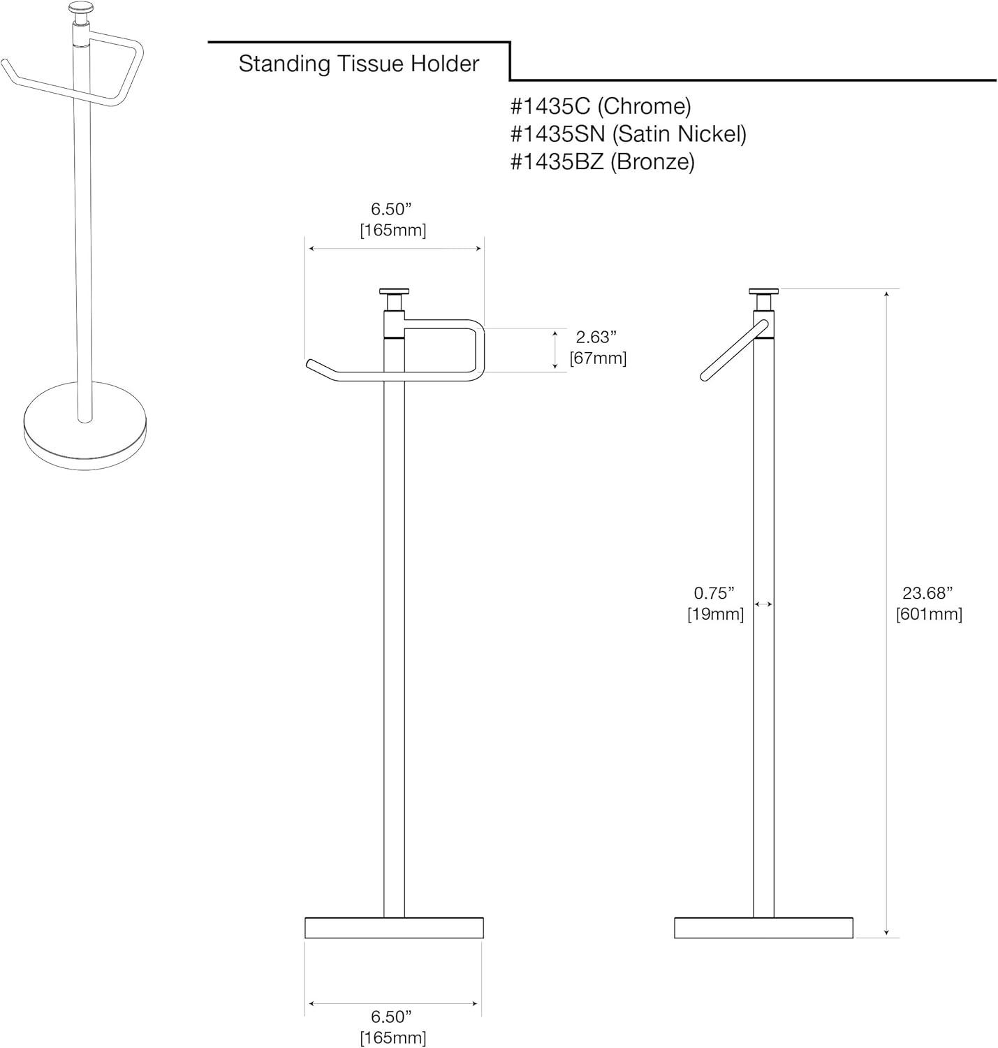 Free Standing Toilet Paper Holder with Weighted and Padded Base | 23.68"H Toilet Paper Roll Holder Stand for Bathroom
