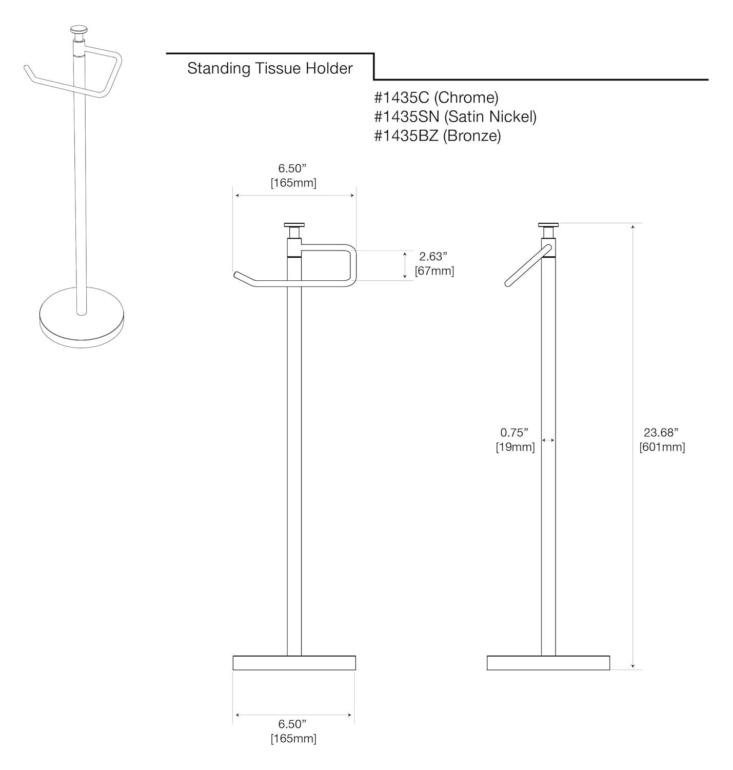Free Standing Toilet Paper Holder with Weighted and Padded Base | 23.68"H Toilet Paper Roll Holder Stand for Bathroom