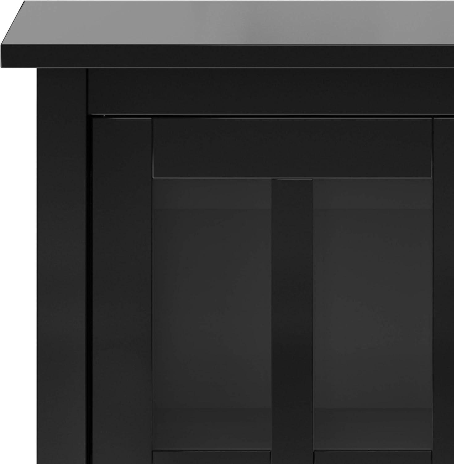 Simpli Home Warm Shaker Wood 32" Transitional Low Cabinet in Black