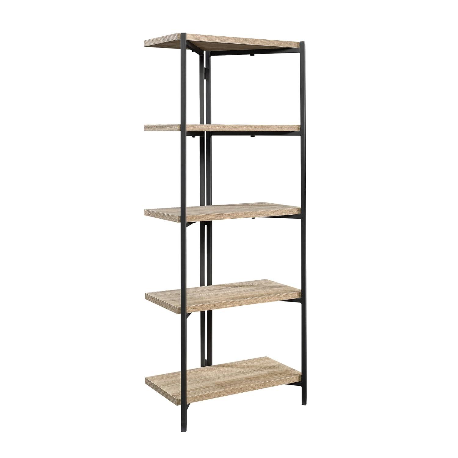 17 Stories North Avenue Industrial Bookcase With Charter Oak Finish - Multi-Purpose Shelf For Books, Photos, And Collectibles
