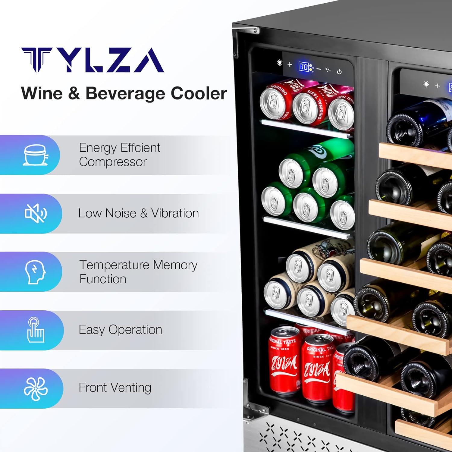 Tylza 24" Stainless Steel Dual Zone Wine and Beverage Cooler