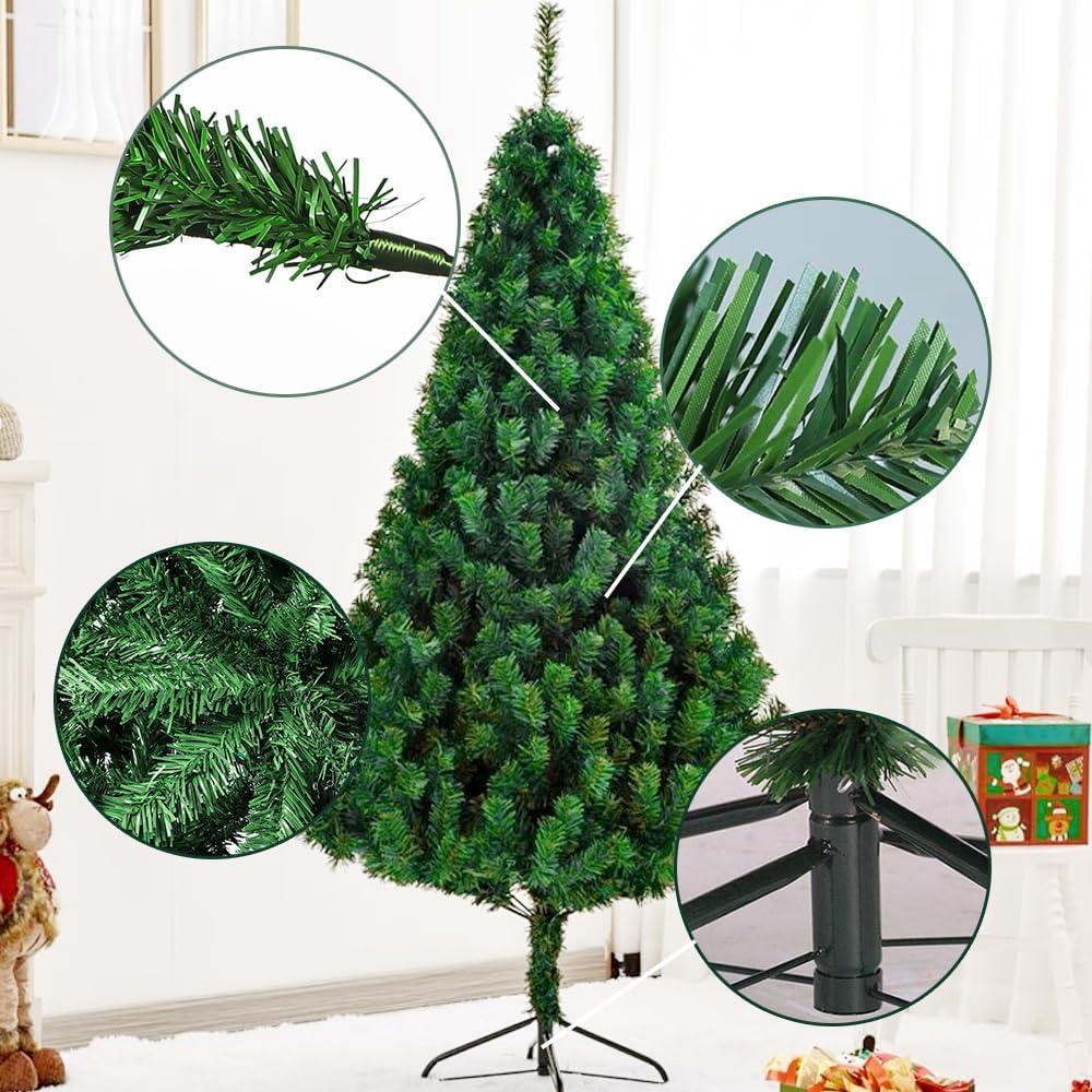 6ft Artificial Halloween Christmas Tree, Premium Hinged Spruce Holiday Xmas Tree for Home, Office, Party Decoration with 1000 Branch Tips, Easy Assembly, Metal Hinges & Foldadble Base, Black