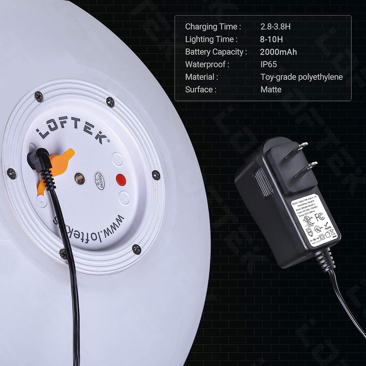 LOFTEK 8-inch LED Night Light Ball: 16 RGB Colors and Dimmable Globe Light with Remote, Upgraded Folding Handle, Seamless Matte Housing, Rechargeable IP65 Floating Pool Light, for Nursery or Decor