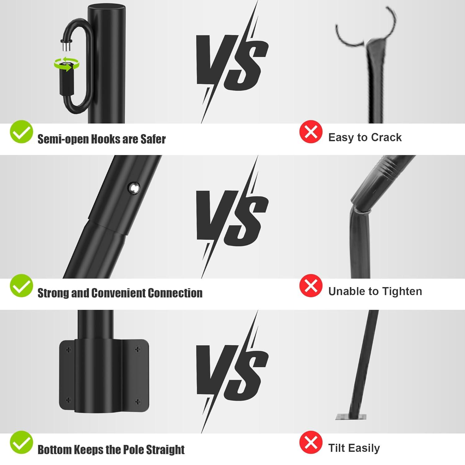 Suchtale 2 Pack 2.8 FT String Light Poles, Suspension Outdoor Fence Post Lights with Clip and Bracket SL-007-WF