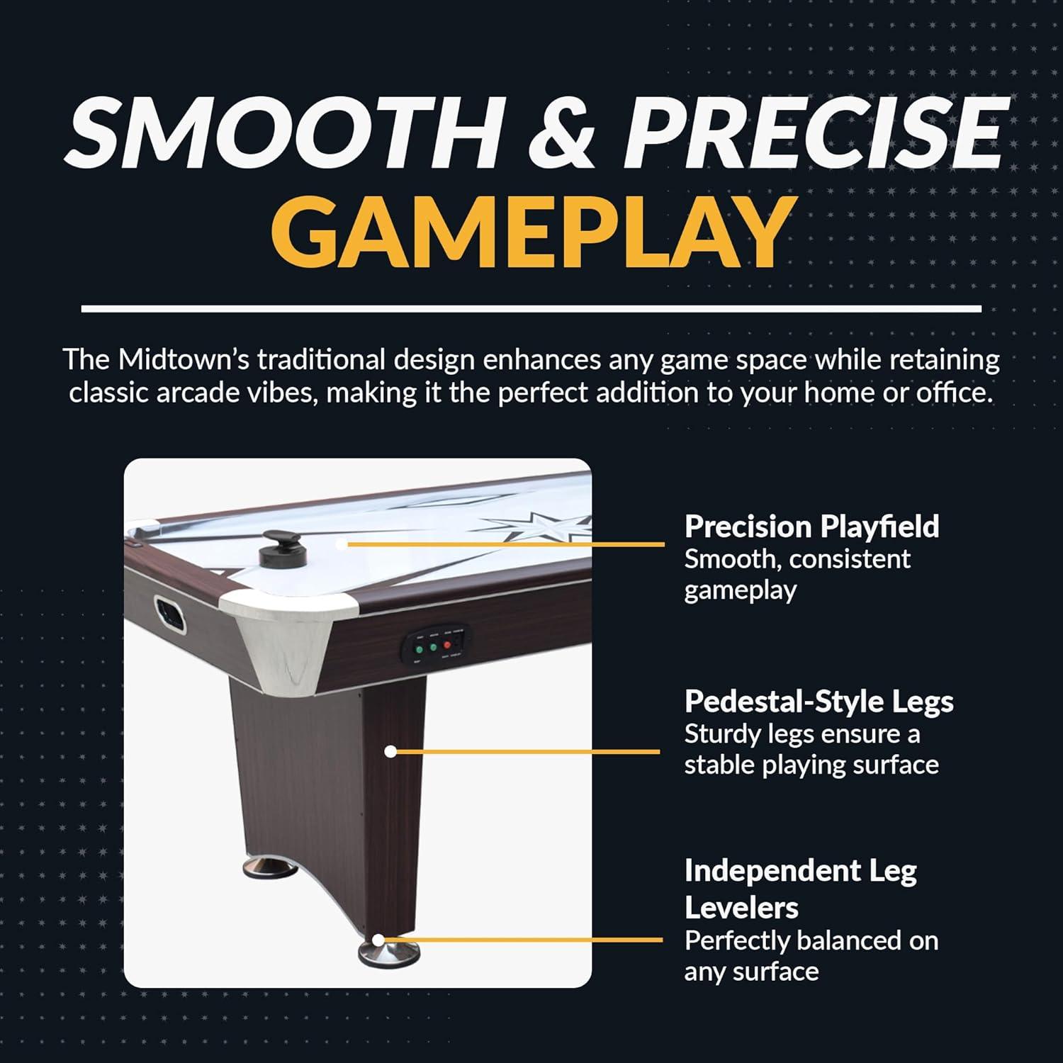 Hathaway Midtown II 6 Ft Air Hockey Table for Family Game Room - With LED Scoring, High-Powered Blower, Pedestal Legs, Strikers & Pucks - Dark Cherry Finish