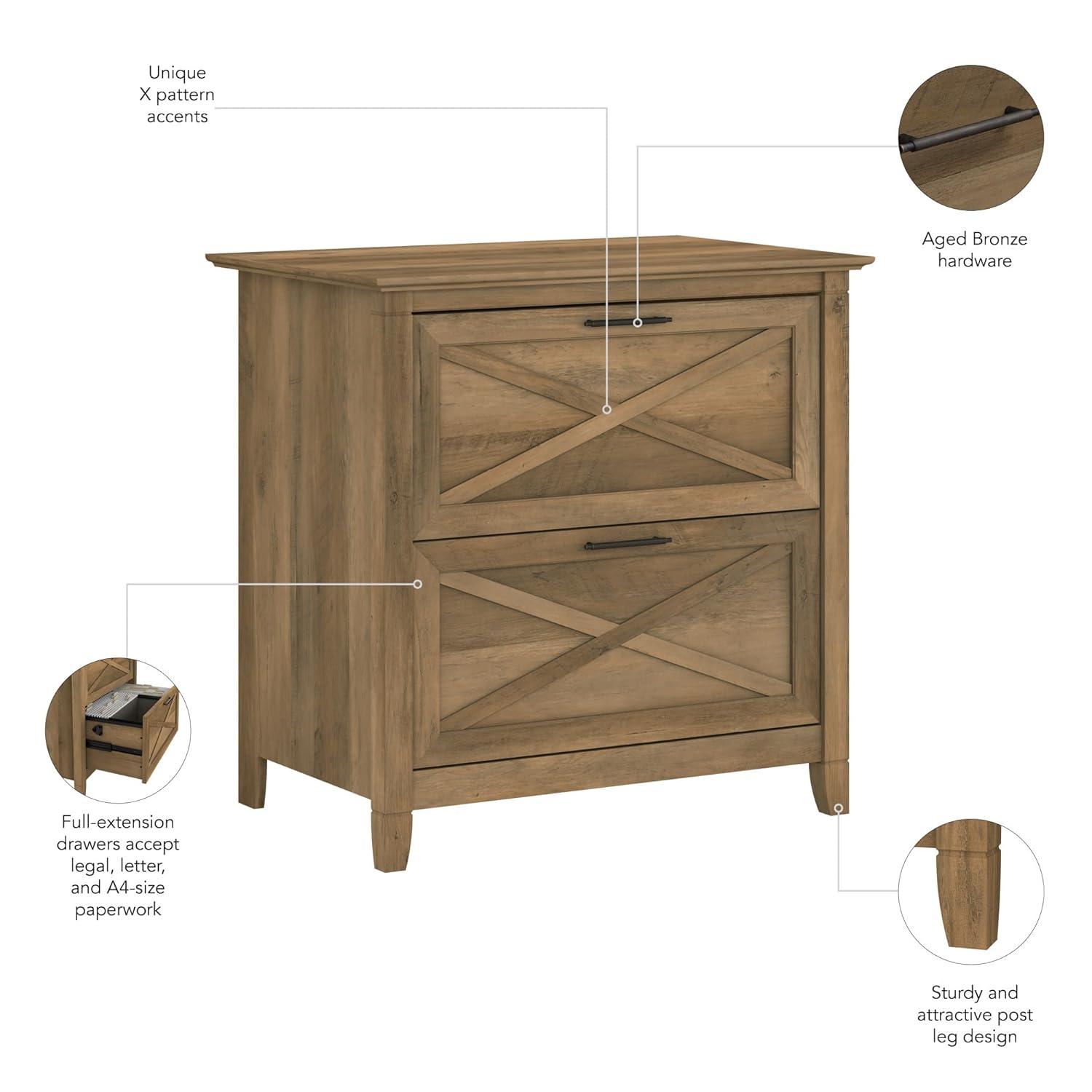 Bush Furniture Key West Lateral File Cabinet, 2 Drawer, Reclaimed Pine
