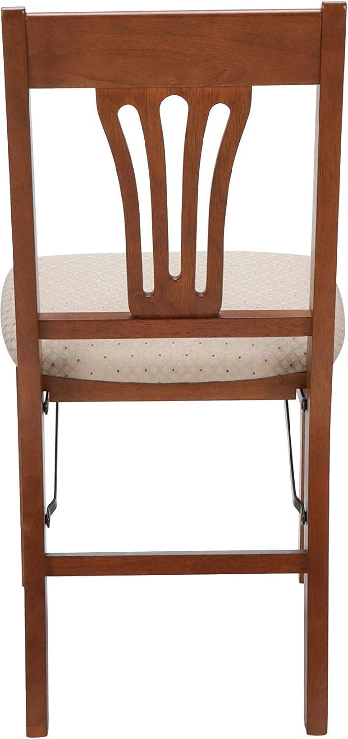 Set of 2 Stakmore Folding Chair with Blush Seat - Brown: Upholstered, No Assembly, Hardwood Frame