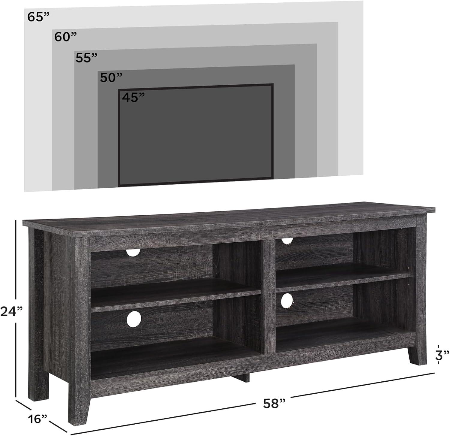 Walker Edison Open Storage TV Stand for TVs up to 65", Charcoal