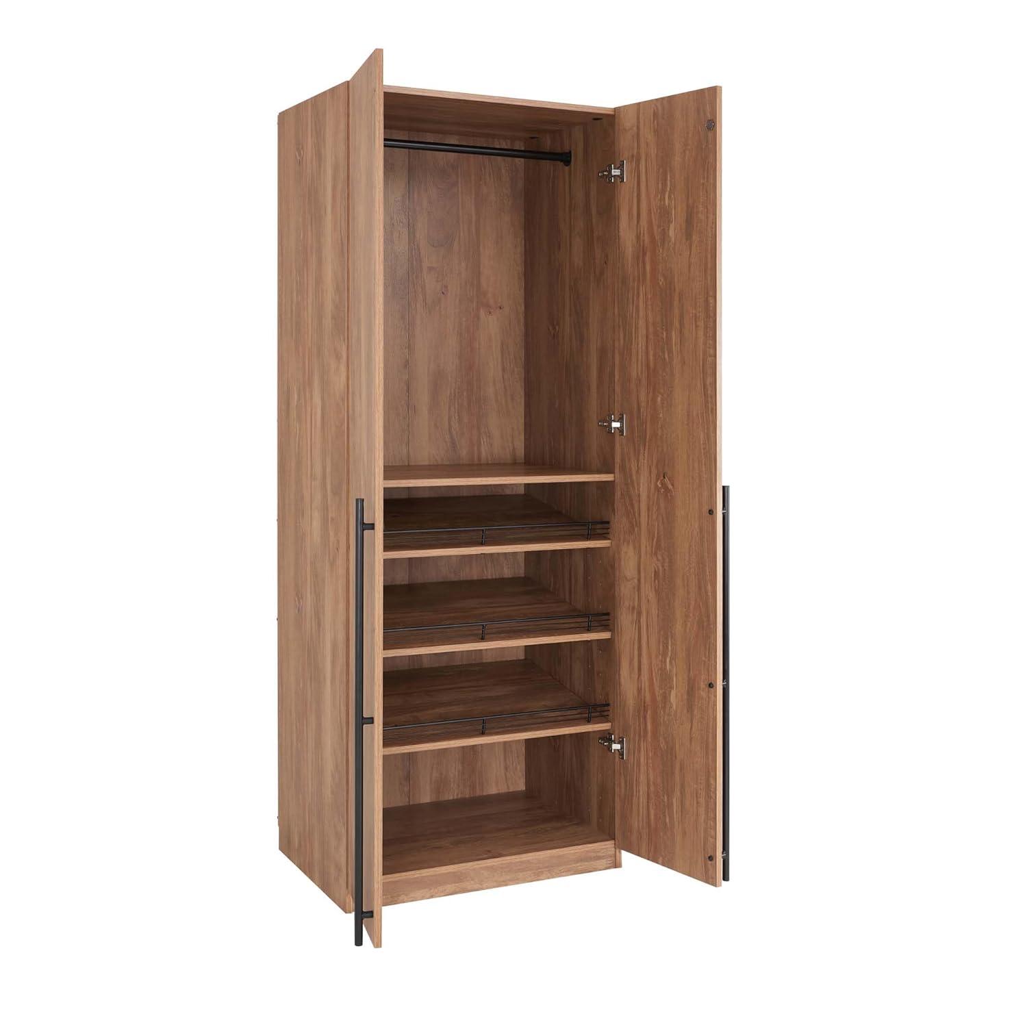 Manhattan Comfort Lee 2 Door and 4 Shelf Wardrobe Closet: Wood Laminate, Metal Hardware, Modern Style