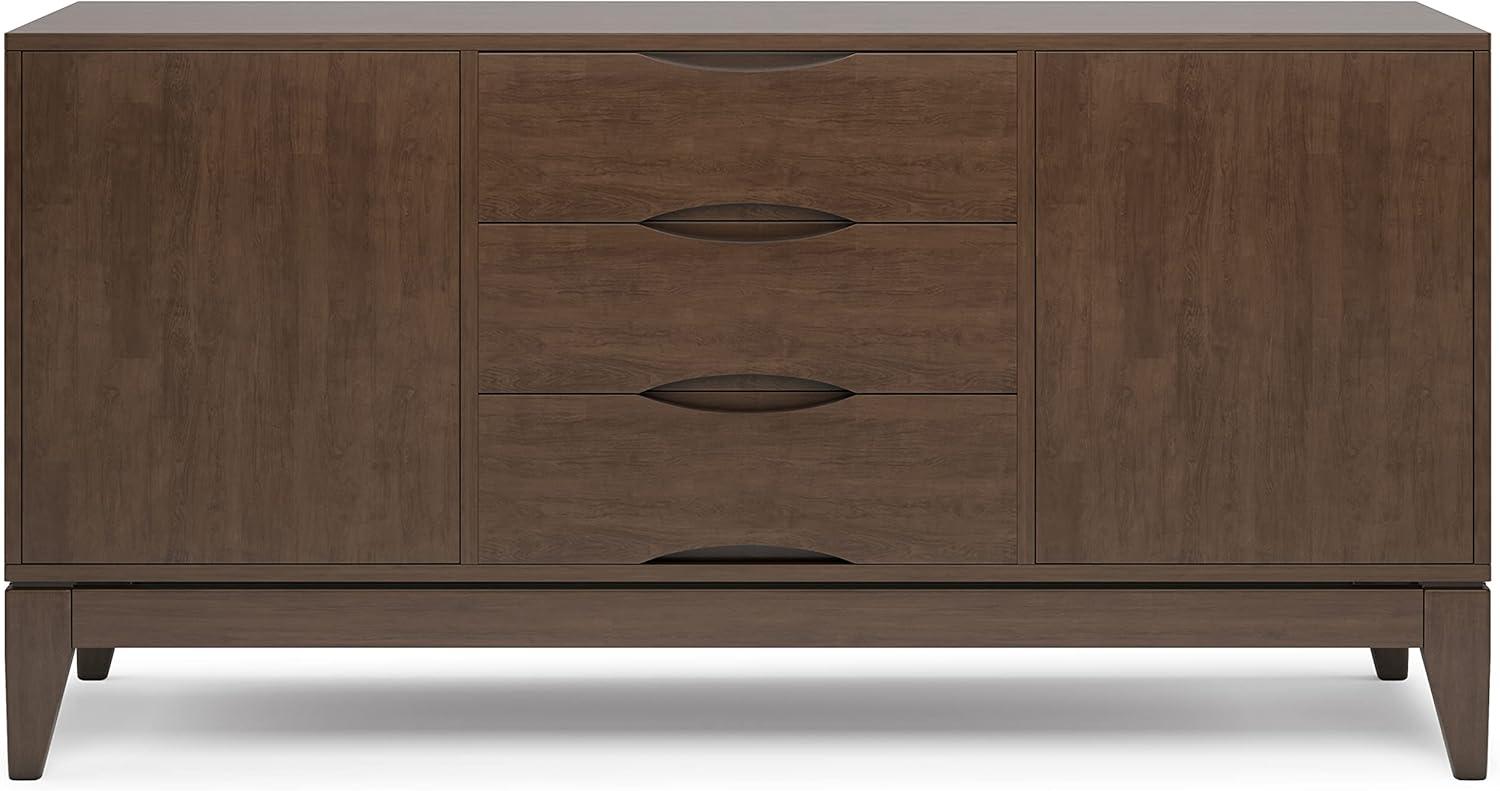 Harper SOLID HARDWOOD 60" Wide Design Sideboard Buffet in Walnut Brown