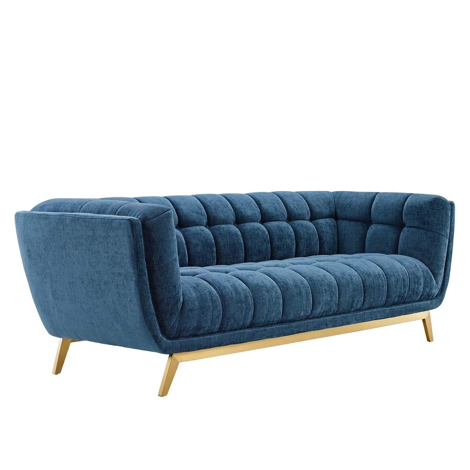 Sofa, Velvet, Blue Navy, Modern Contemporary Urban Design, Living Lounge Room Hotel Lobby Hospitality