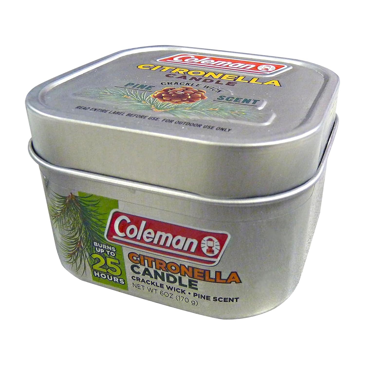Coleman Repellents Pine Citronella Candle, 6 oz., Silver