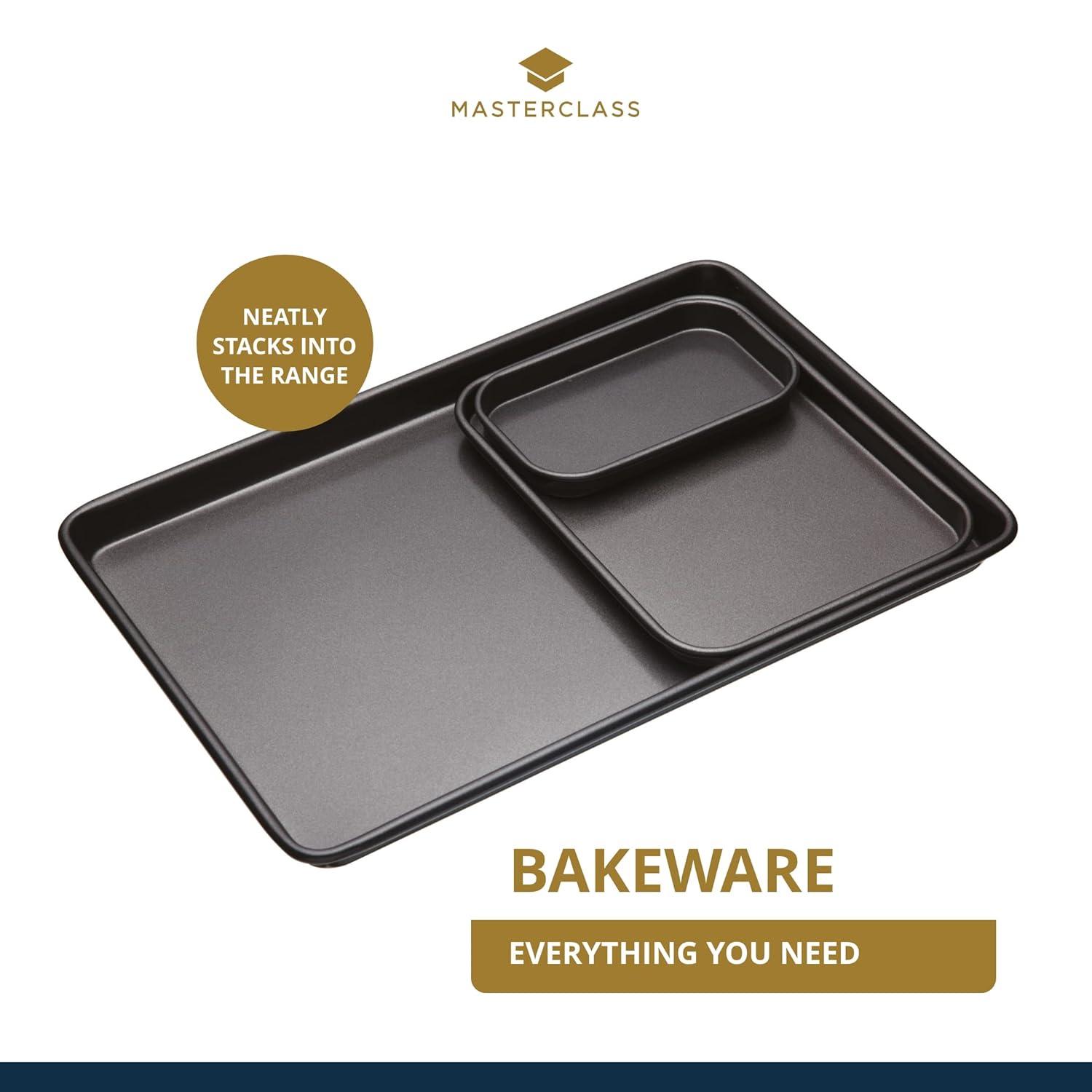 MasterClass Baking Tray, Non-Stick Oven Tray for Baking and Roasting, Carbon Steel, 24 x 18cm, Grey