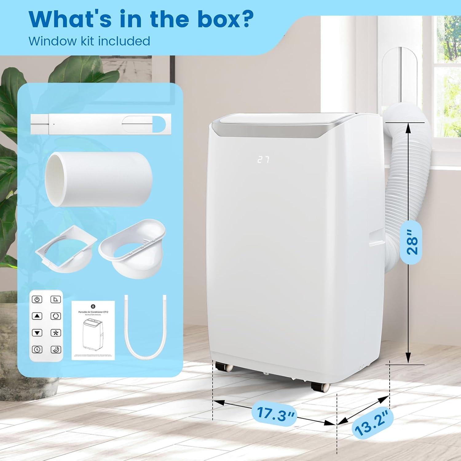 White 12000 BTU Portable Air Conditioner with Remote Control