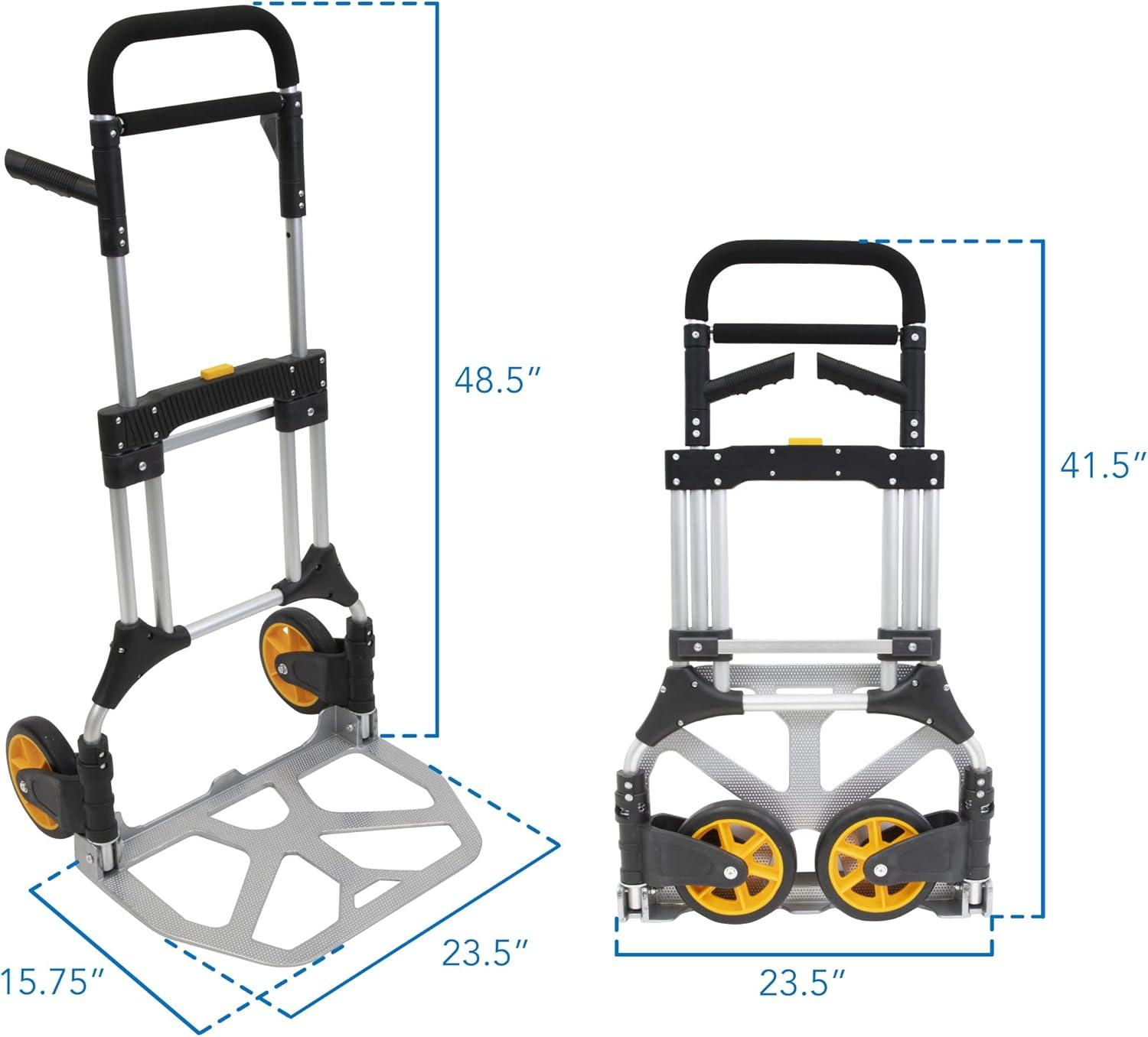 Heavy-Duty Folding Aluminum Hand Truck Dolly with Rubber Wheels