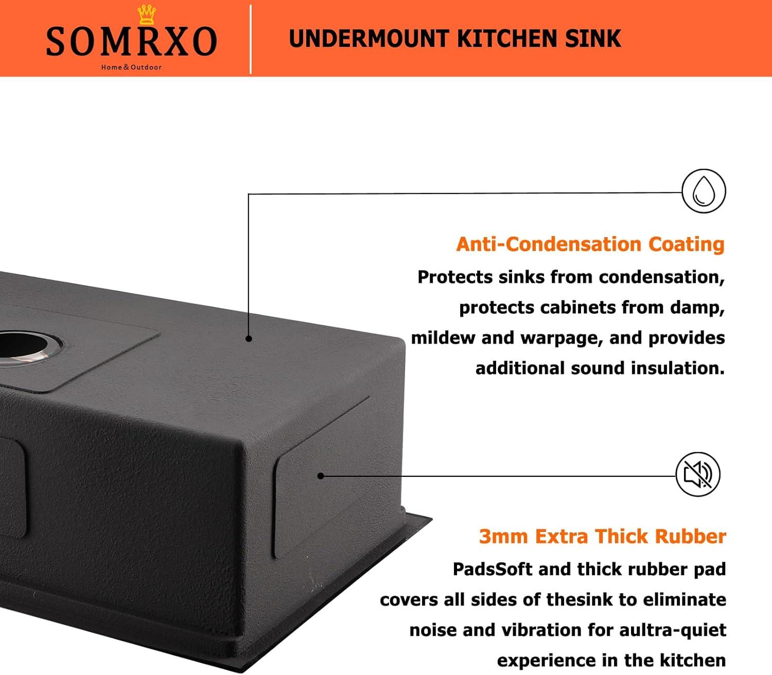 28 Inch Undermount Kitchen Sink Black - 16 Gauge Black Satainless Steel Kitchen Sink Undermount 28x18,10 Inch Deep Single Bowl Workstation Sinks with Accessories