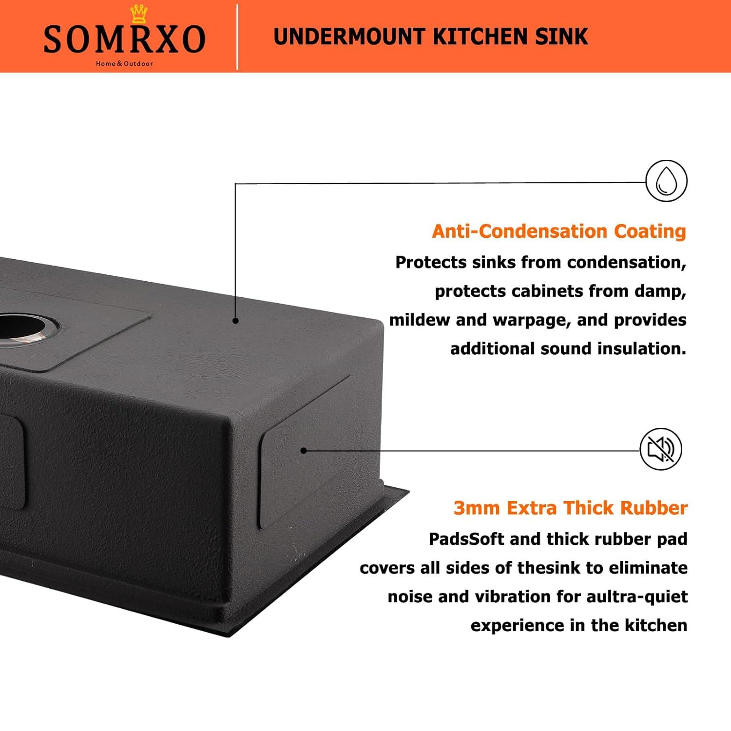 28 Inch Undermount Kitchen Sink Black - 16 Gauge Black Satainless Steel Kitchen Sink Undermount 28x18,10 Inch Deep Single Bowl Workstation Sinks with Accessories