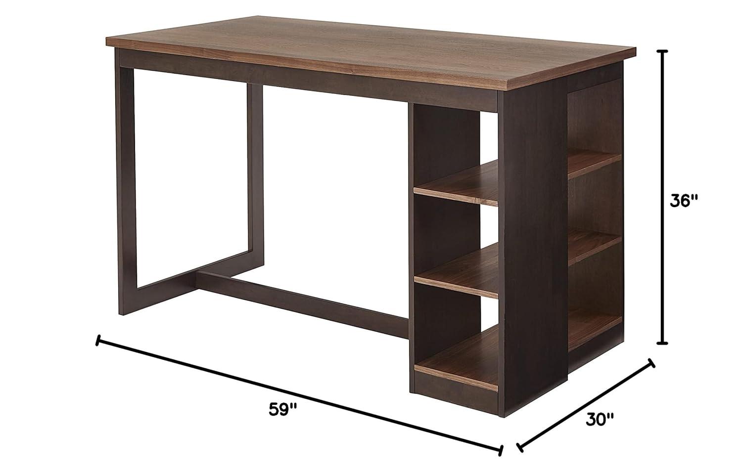 Progressive Furniture Kenny Wood Counter Storage Table in Walnut Brown/Chocolate