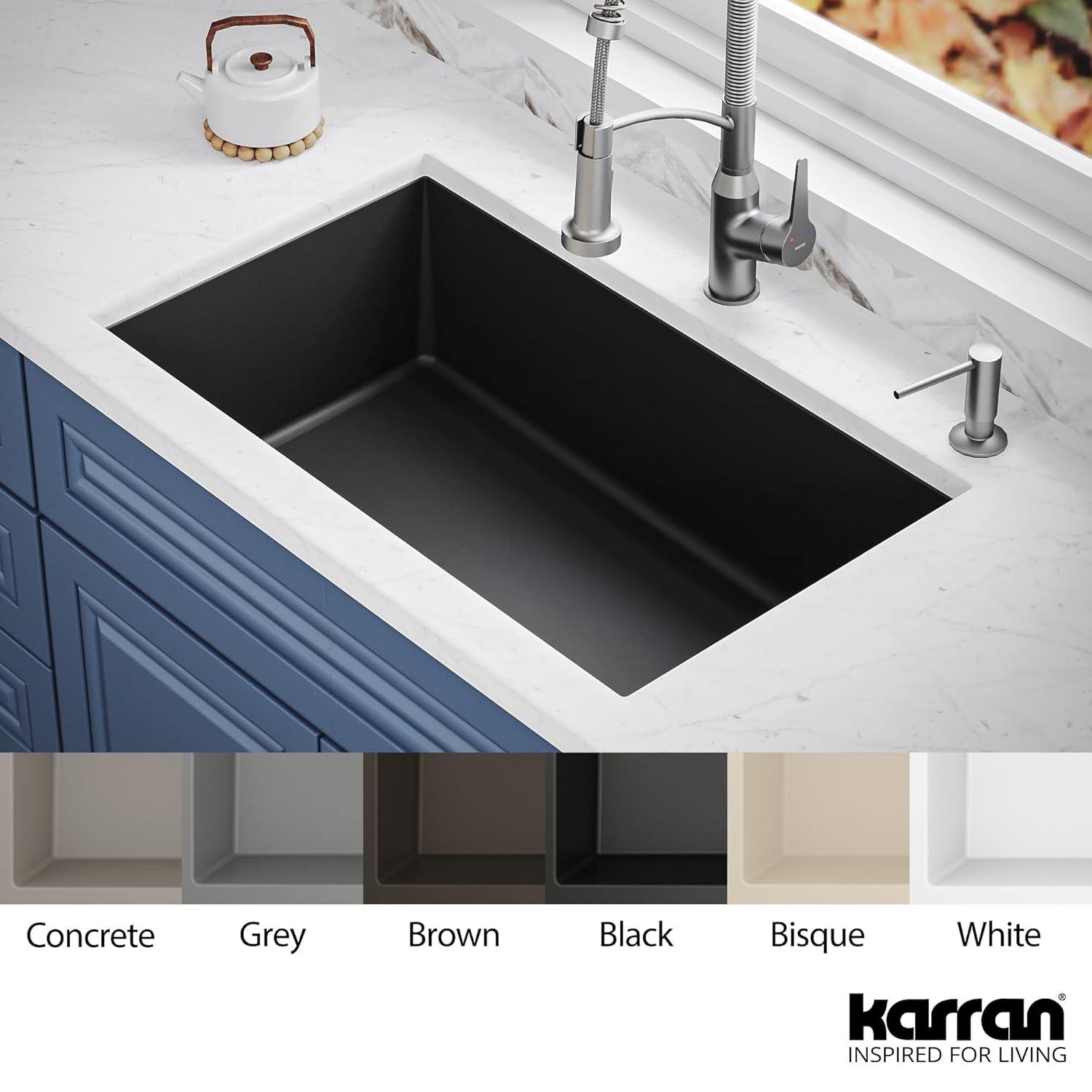 Karran Undermount Quartz Composite 31-3/4'' X 19-1/4'' Single Bowl Kitchen Sink