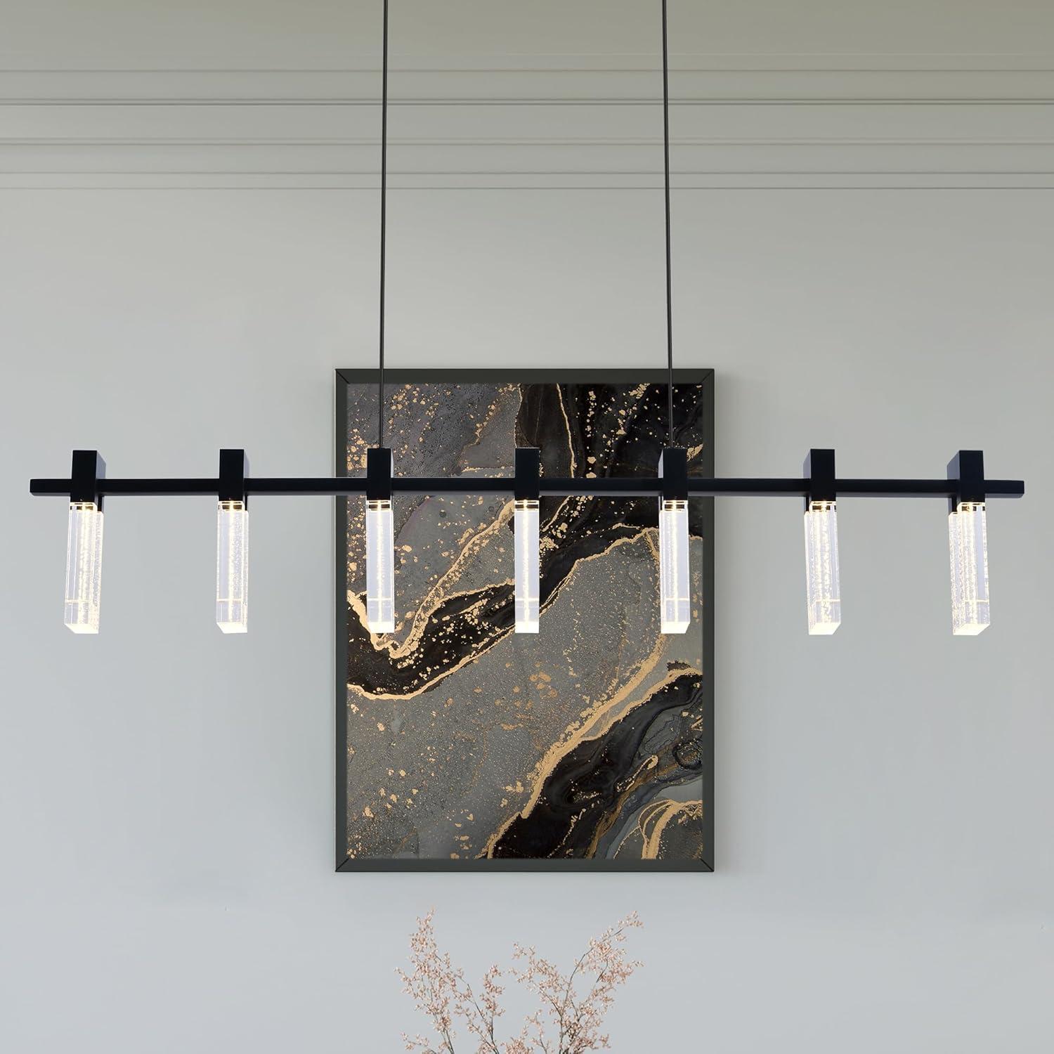 Sorrento 40-in 7-Light Height Adjustable ETL Certified Integrated LED Linear Chandelier