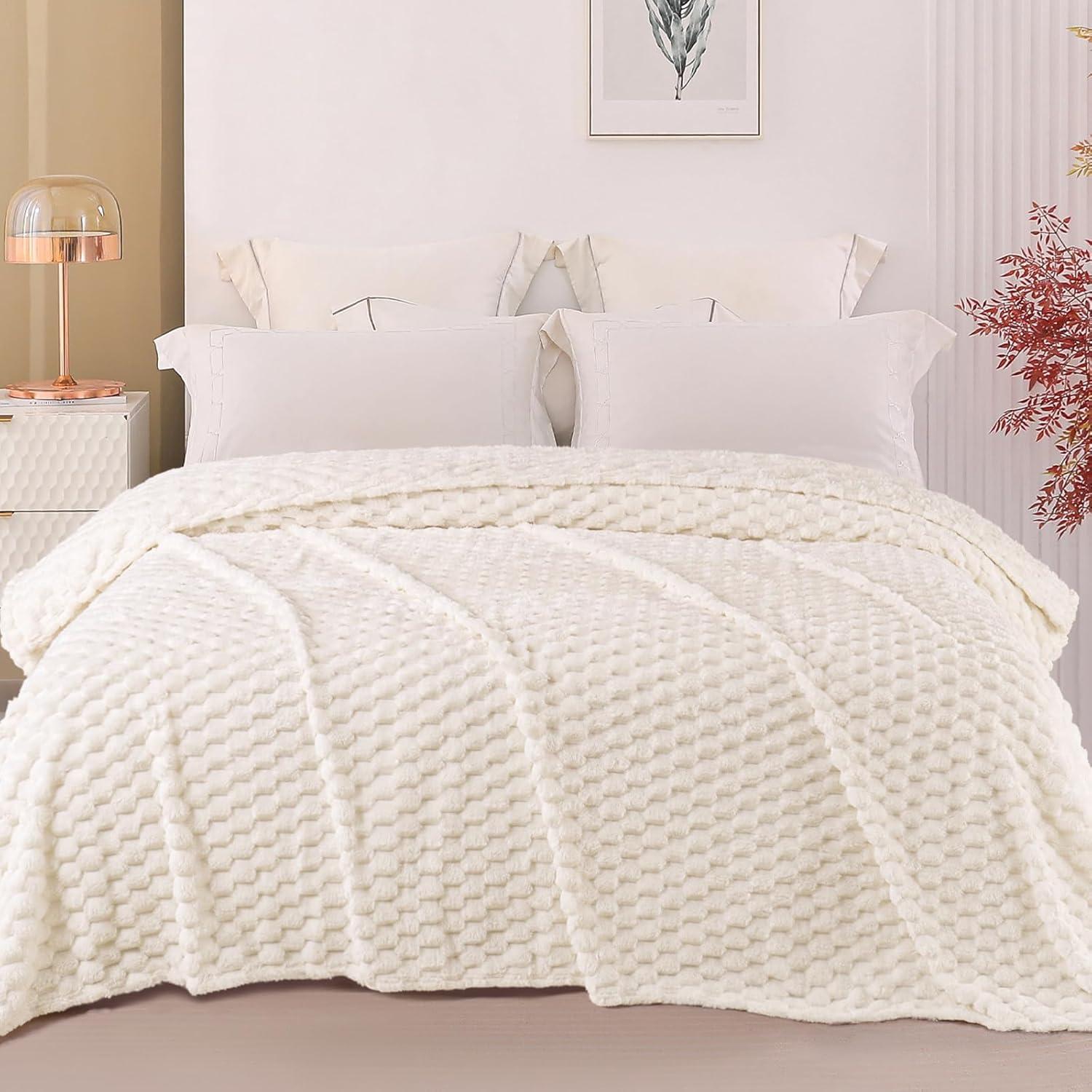 Exclusivo Mezcla Manta de Cama de Lana de Franela Tamaño King - Acogedora y Cálida y Ligera