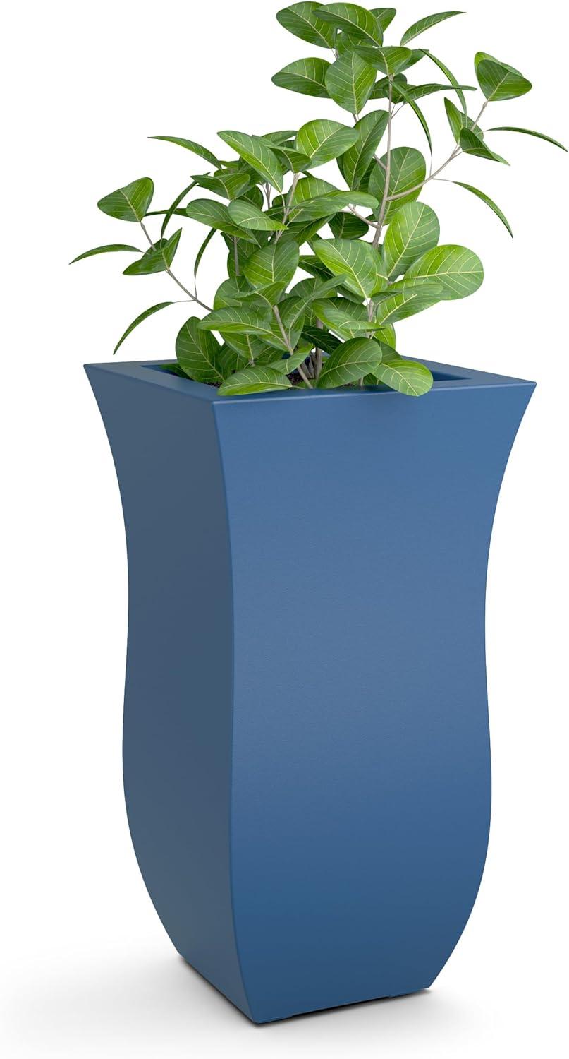 Mayne Valencia Polyethylene Resin 30" Tall Planter in Neptune Blue