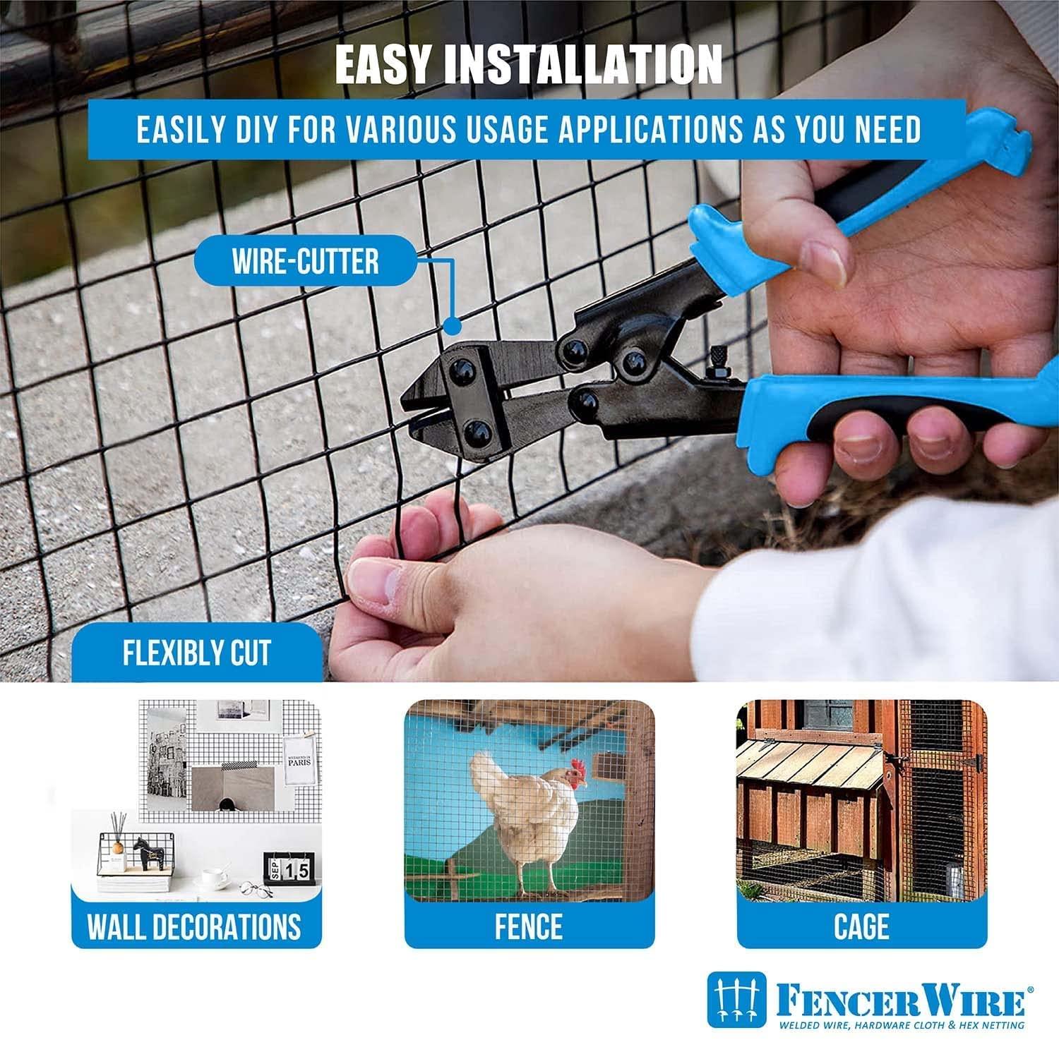 Fencer Wire Fencer Wire 16 Gauge Black Vinyl Coated Welded Wire with Mesh Size 1.5” x 1.5”, Multiple Sizes