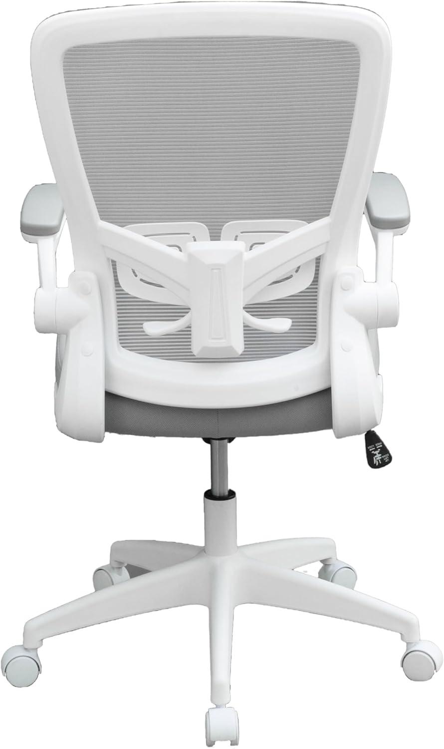 Boss Grey Mesh, Flip Arm, Task Chair, White Frame