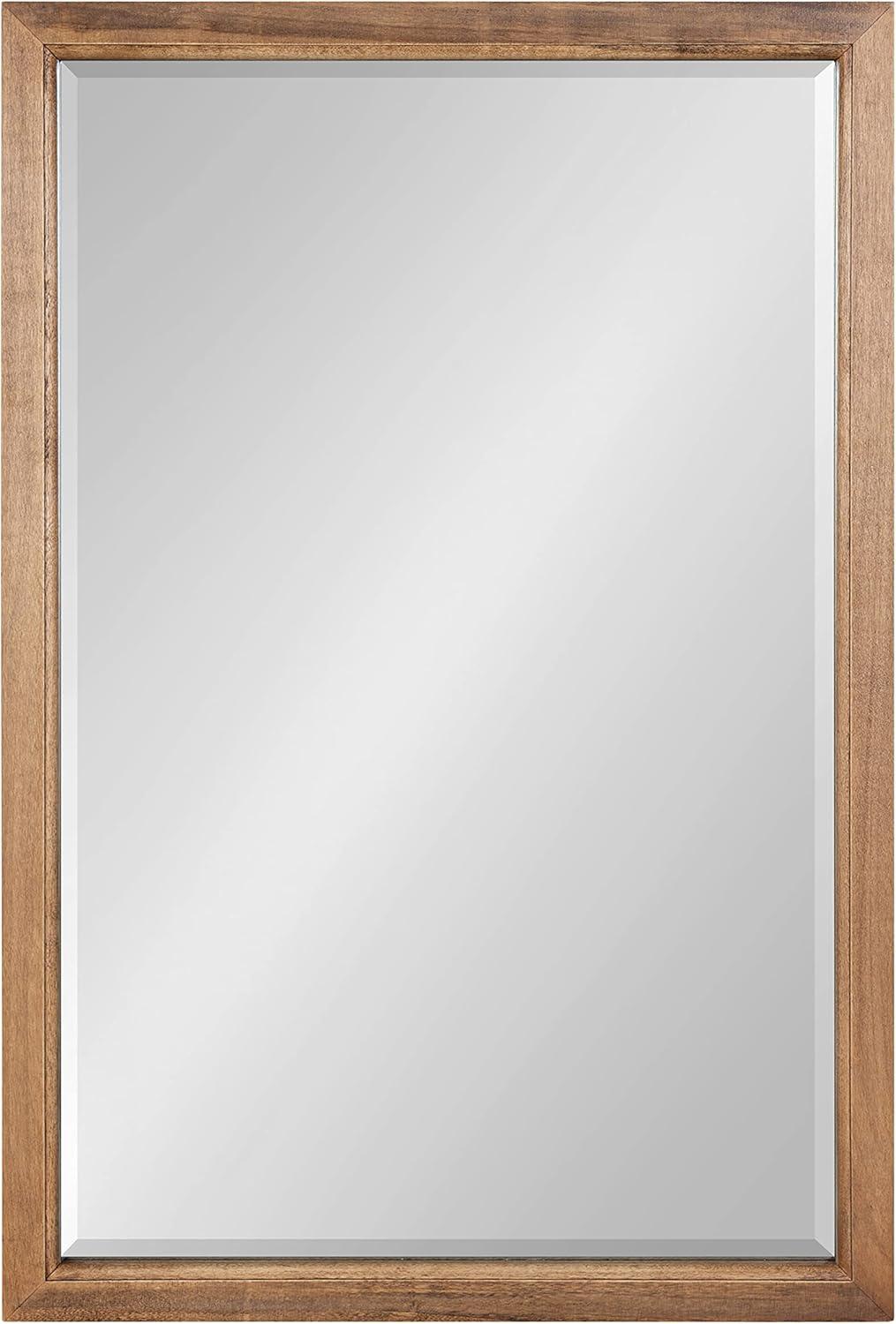 18" x 24" Hogan Wood Framed Decorative Wall Mirror Walnut Brown - Kate & Laurel: Rustic Rectangular, No Assembly Required