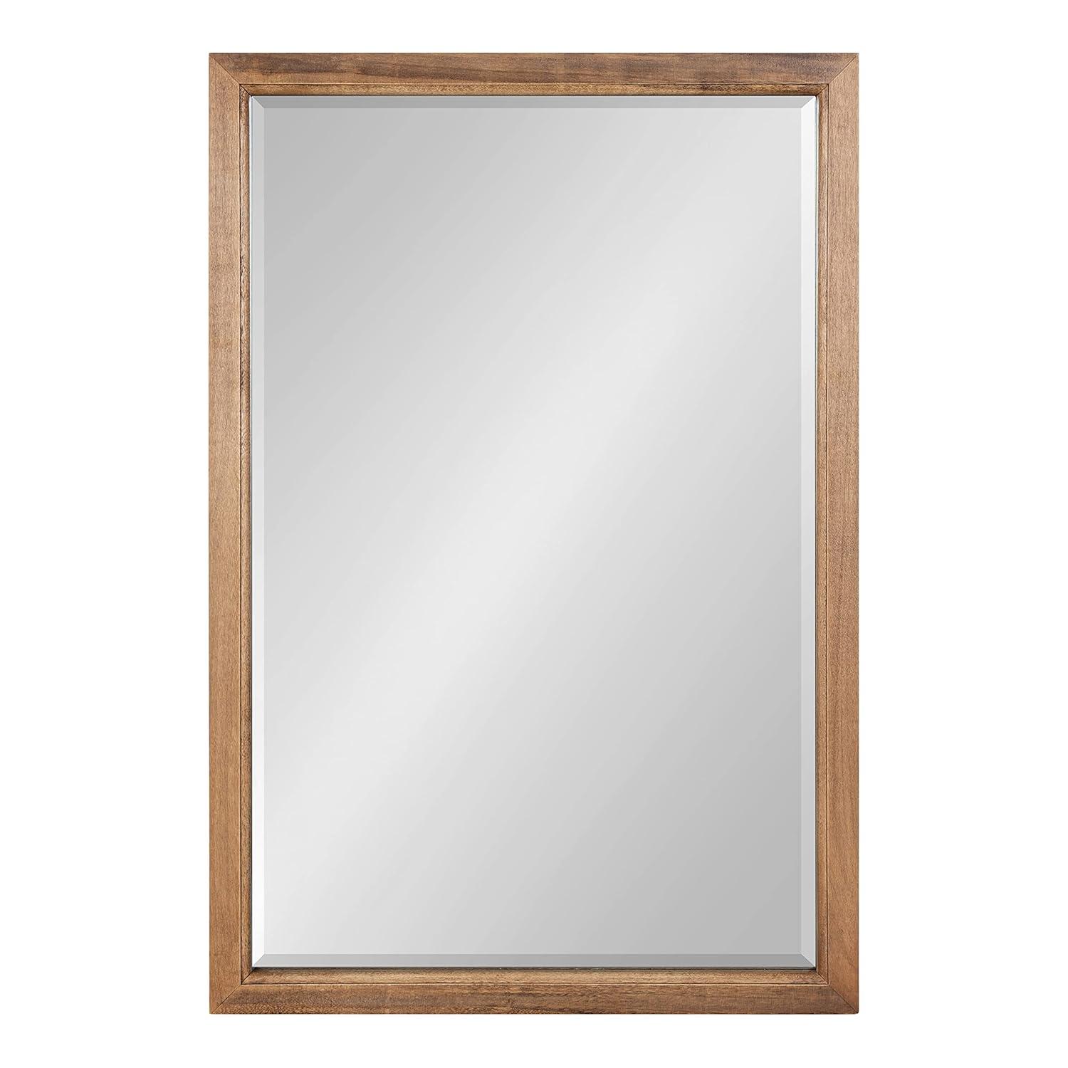 18" x 24" Hogan Wood Framed Decorative Wall Mirror Walnut Brown - Kate & Laurel: Rustic Rectangular, No Assembly Required
