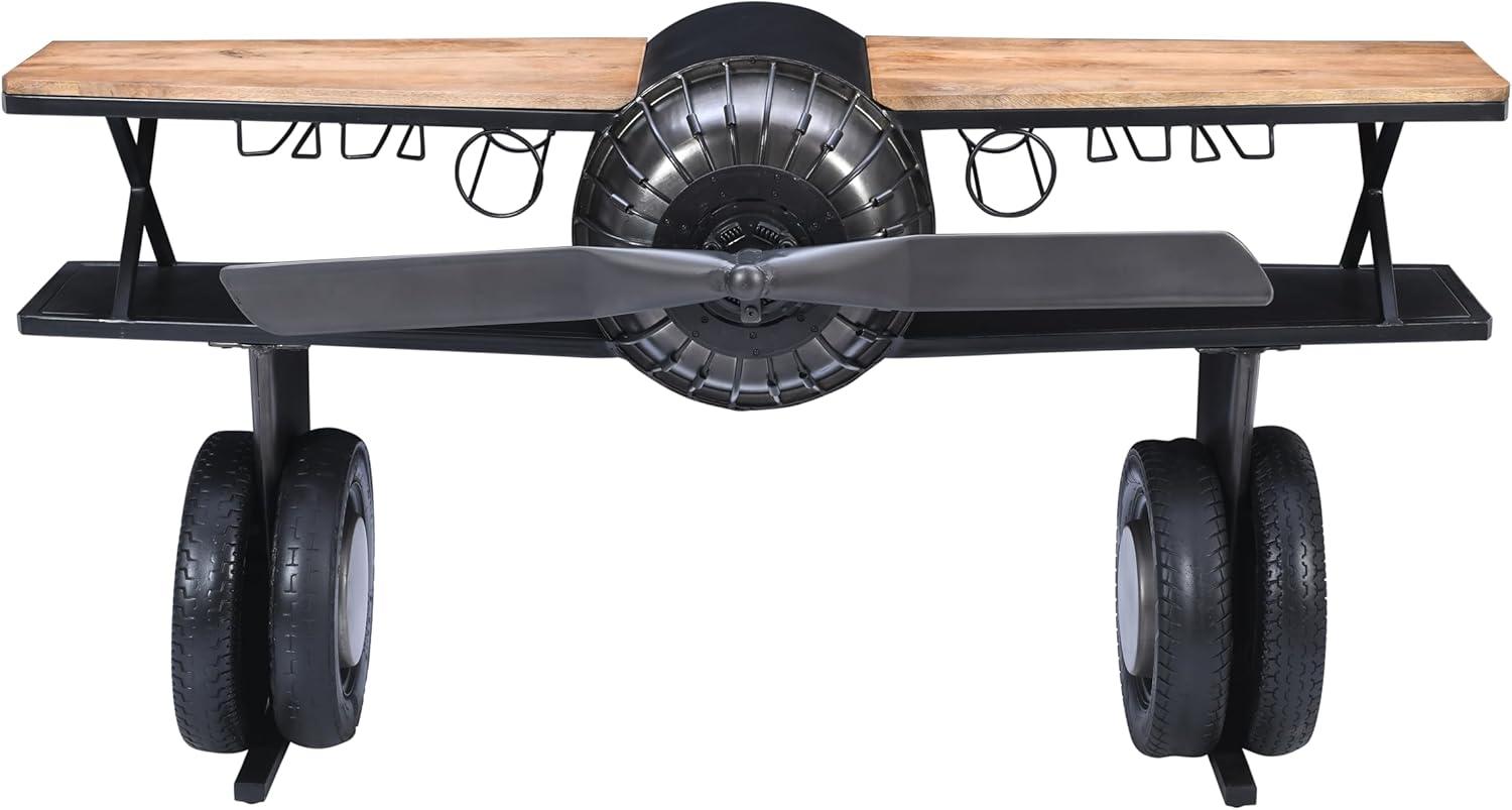 Maverick 72" Brown and Gray Industrial Airplane Console Table with Storage