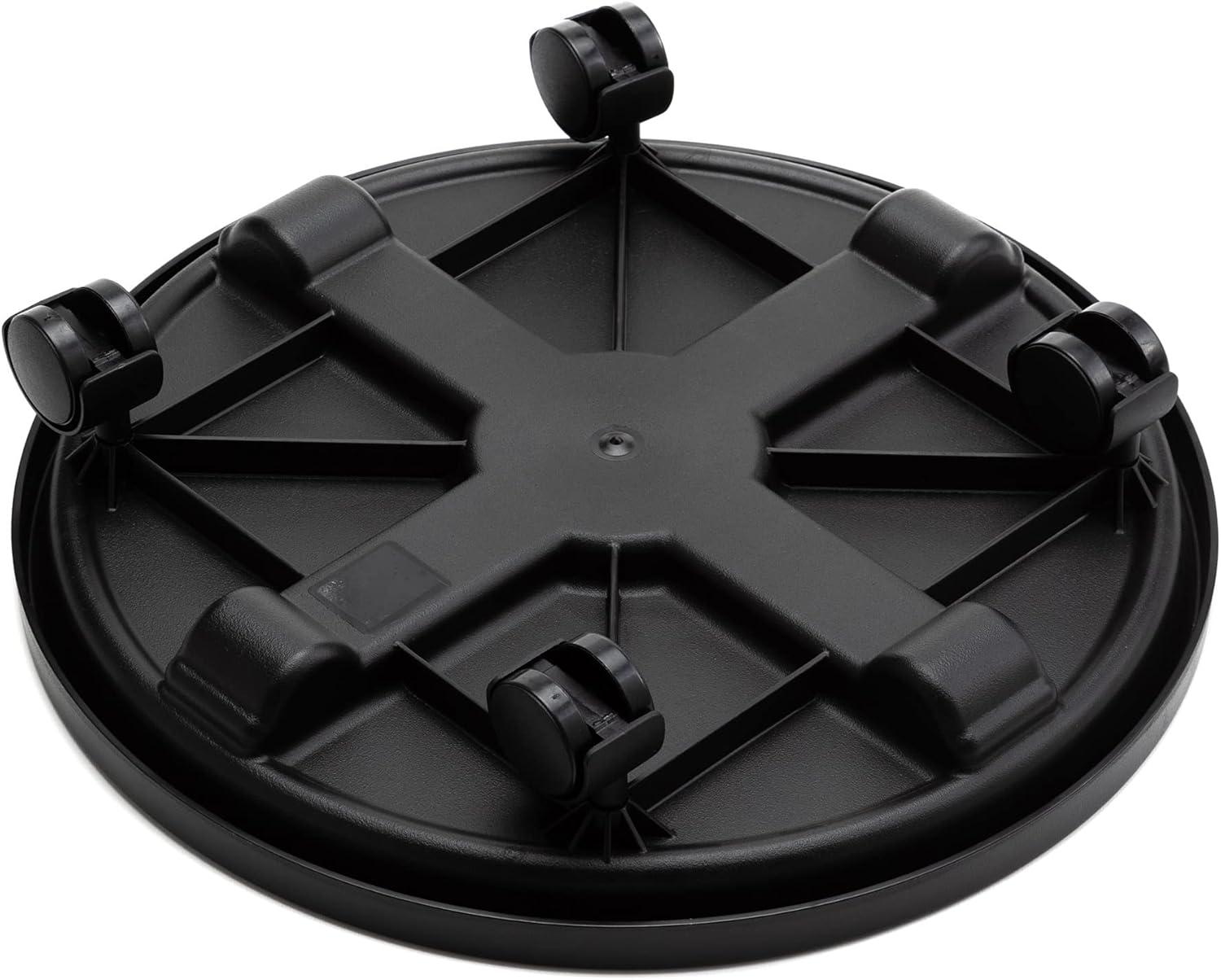 Bloem 16-in Round Planter Caddy With Wheels - Black - 125 lb Capacity