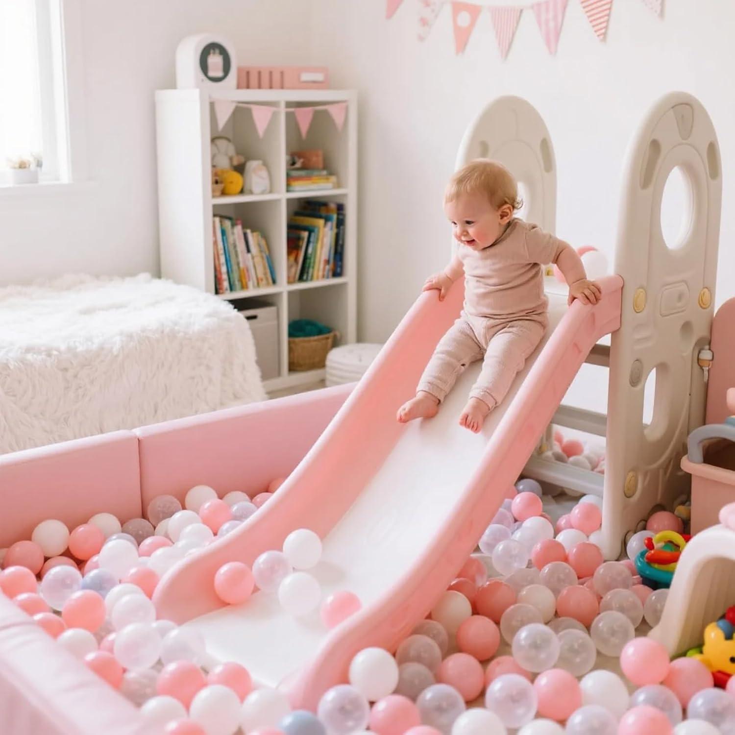 Anvazise 100Pcs Ball Pit Balls Thickened Eco-friendly Smooth Reusable Bite-resistant Hand-on Ability PE Material Macaron Color Pit Balls Kindergarten Toy