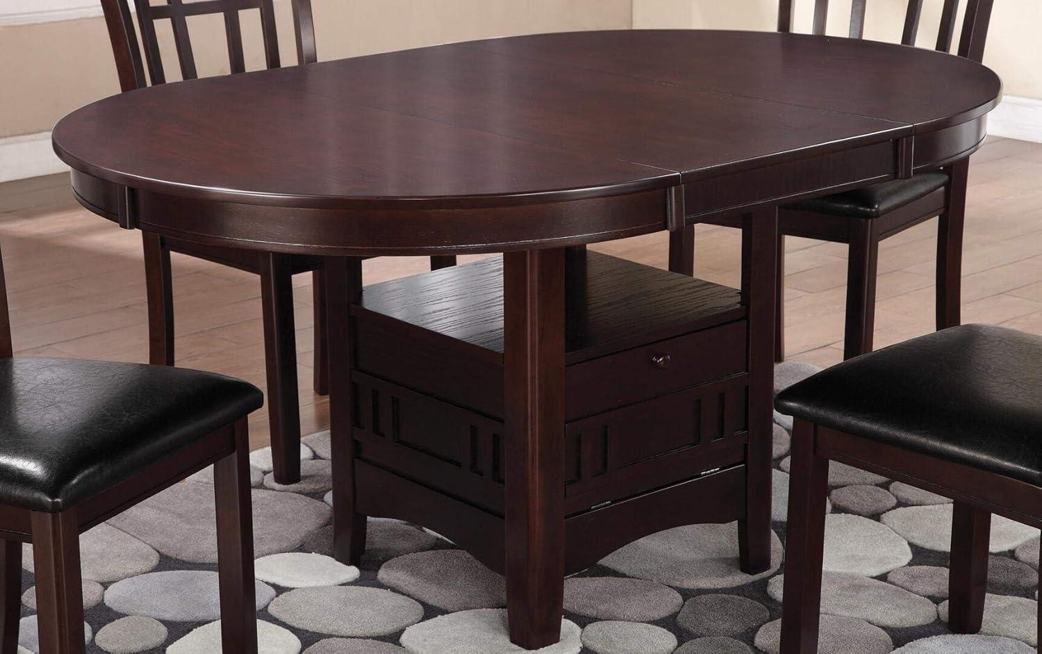 Espresso and Black 5-Piece Dining Set with Storage Table