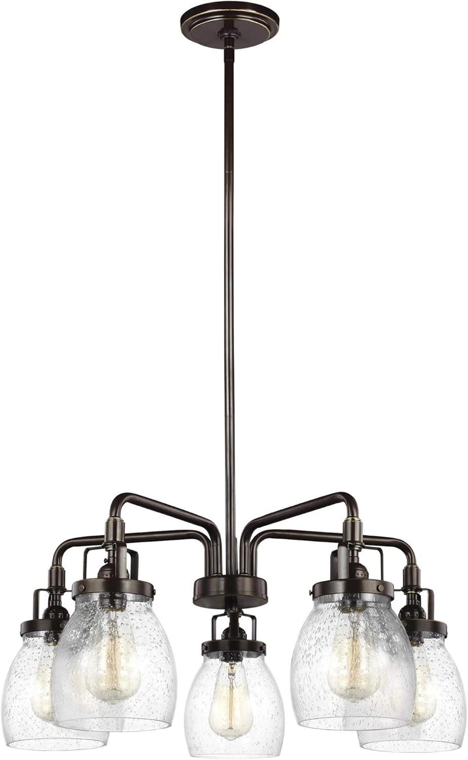 Brushed Nickel 5-Light Chandelier with Clear Seeded Glass Shades