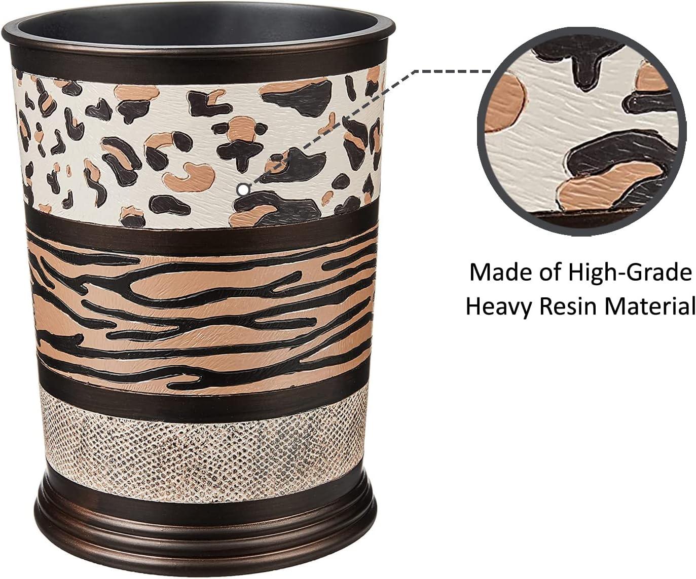 Animal Print Resin Open-Top Bathroom Waste Basket