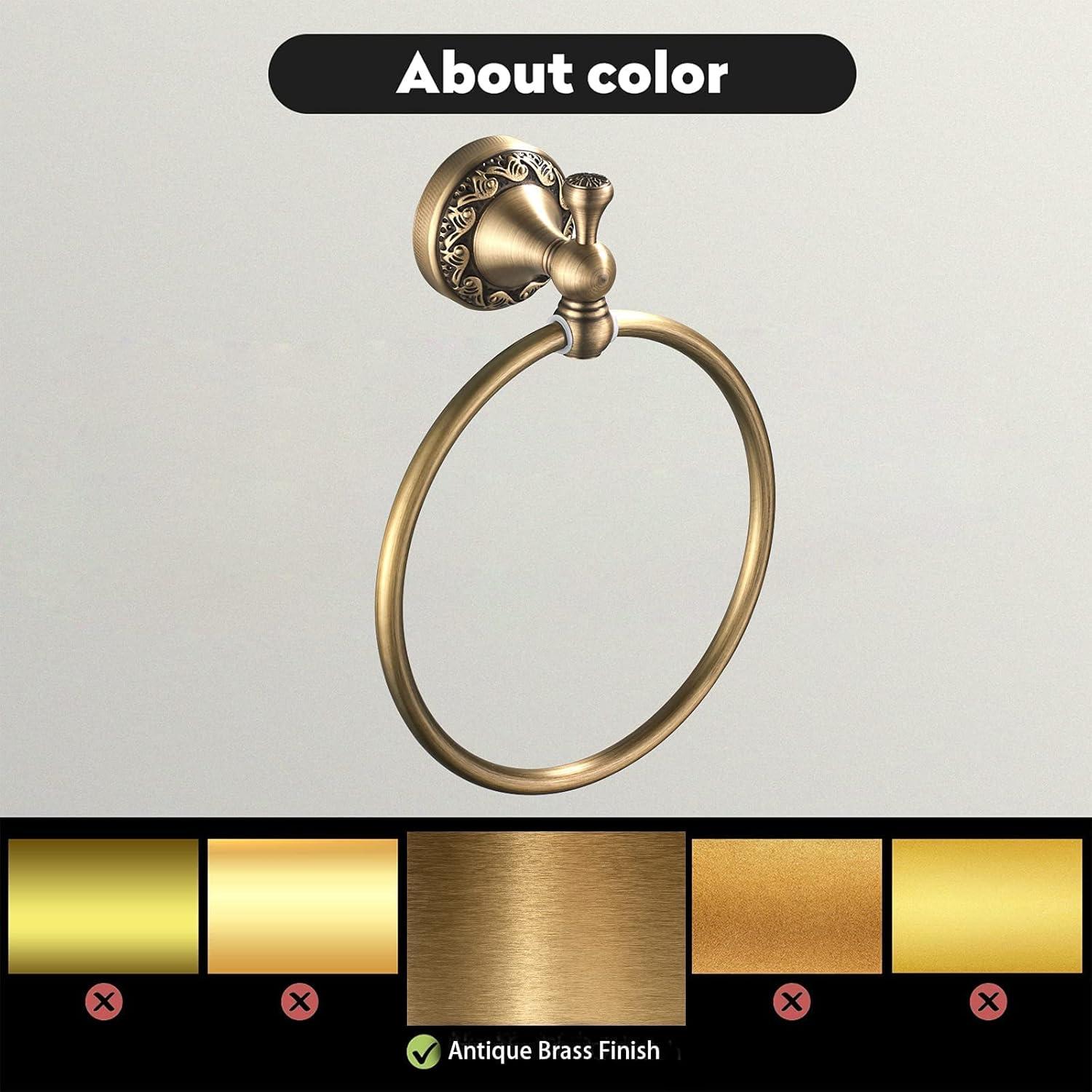 Leyden Polished Gold Towel Ring, Bathroom Hand Towel Holder Wall Mounted Gold Towel Rack Round