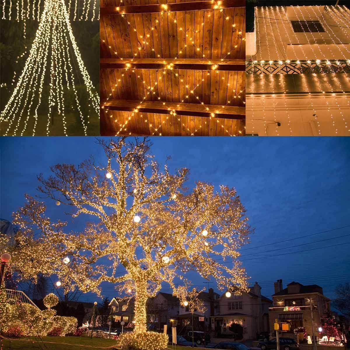 2-Pack Solar String Lights for Outside, Total 200LED Solar Fairy Lights Waterproof, Outdoor Twinkle Light Copper Wire 8 Modes Fairy Light for Xmas Tree Party Wedding Decor (Warm White)