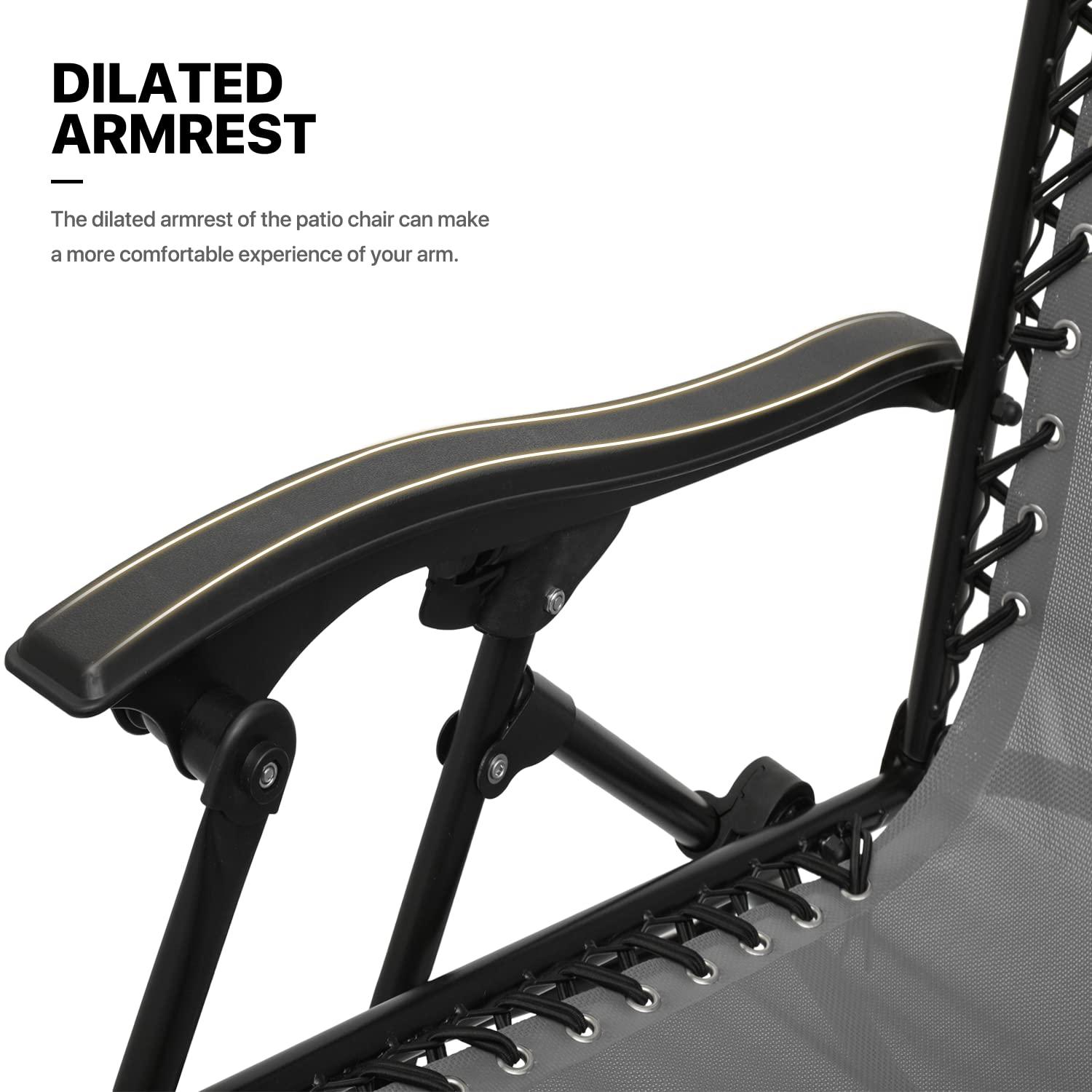 Adjustable Gray Textile Mesh Zero Gravity Recliner Set with Table