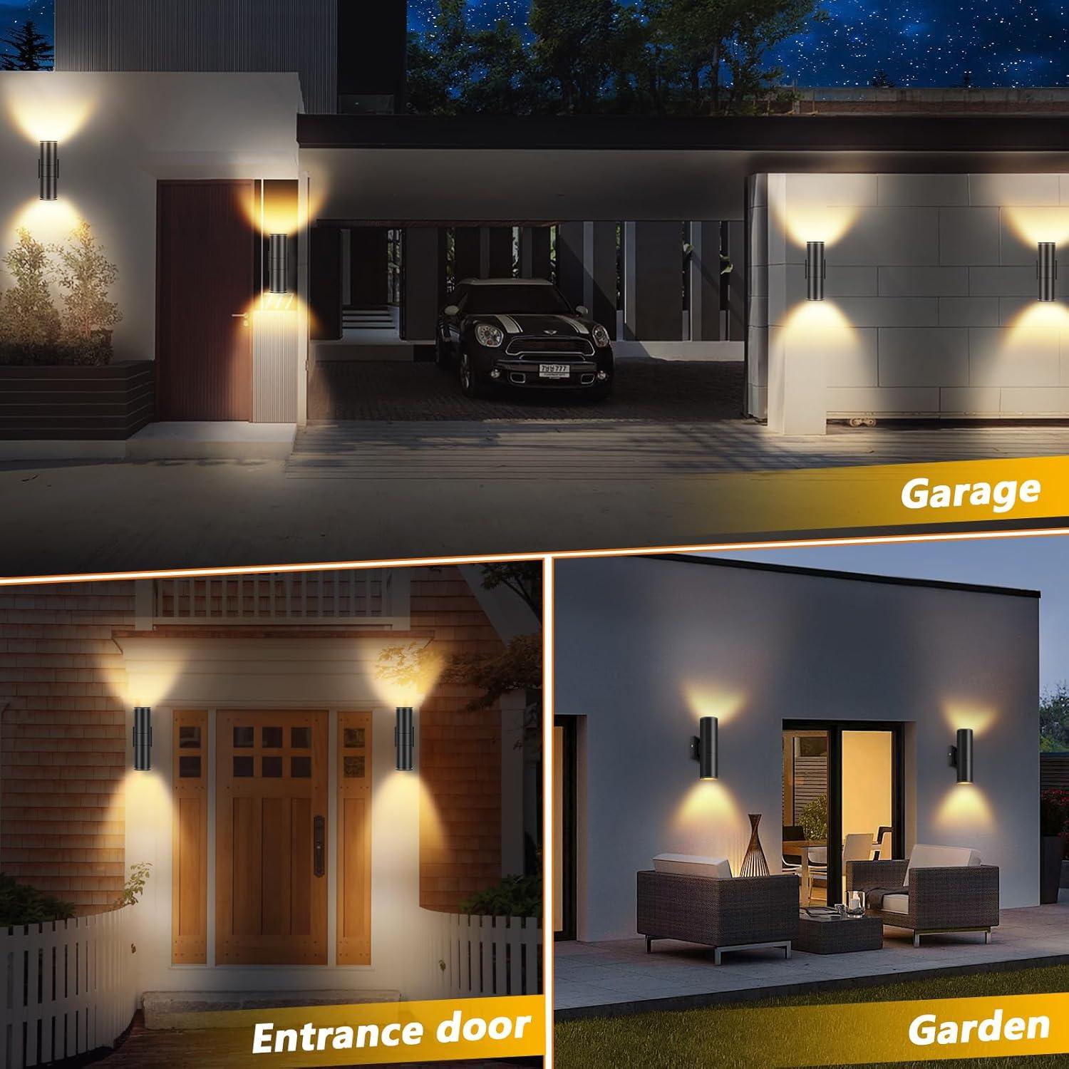 Outdoor Wall Light Fixtures: Cylinder Outdoor Wall Sconce Light - Aluminum Modern Exterior Wall Llights for Porch