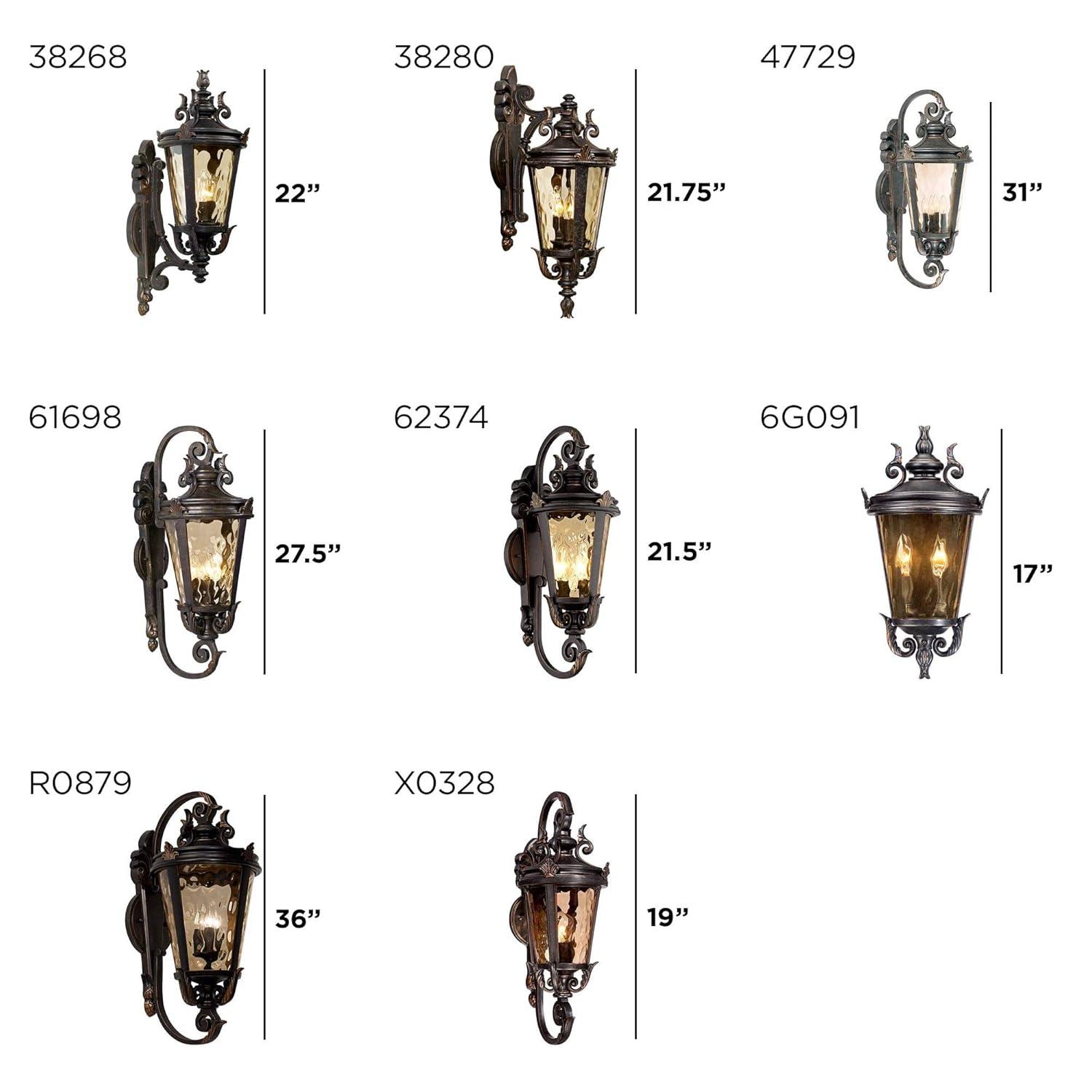 John Timberland Casa Marseille Vintage Rustic Outdoor Wall Light Fixture Veranda Bronze Scroll 22" Champagne Hammered Glass for Post Exterior Barn