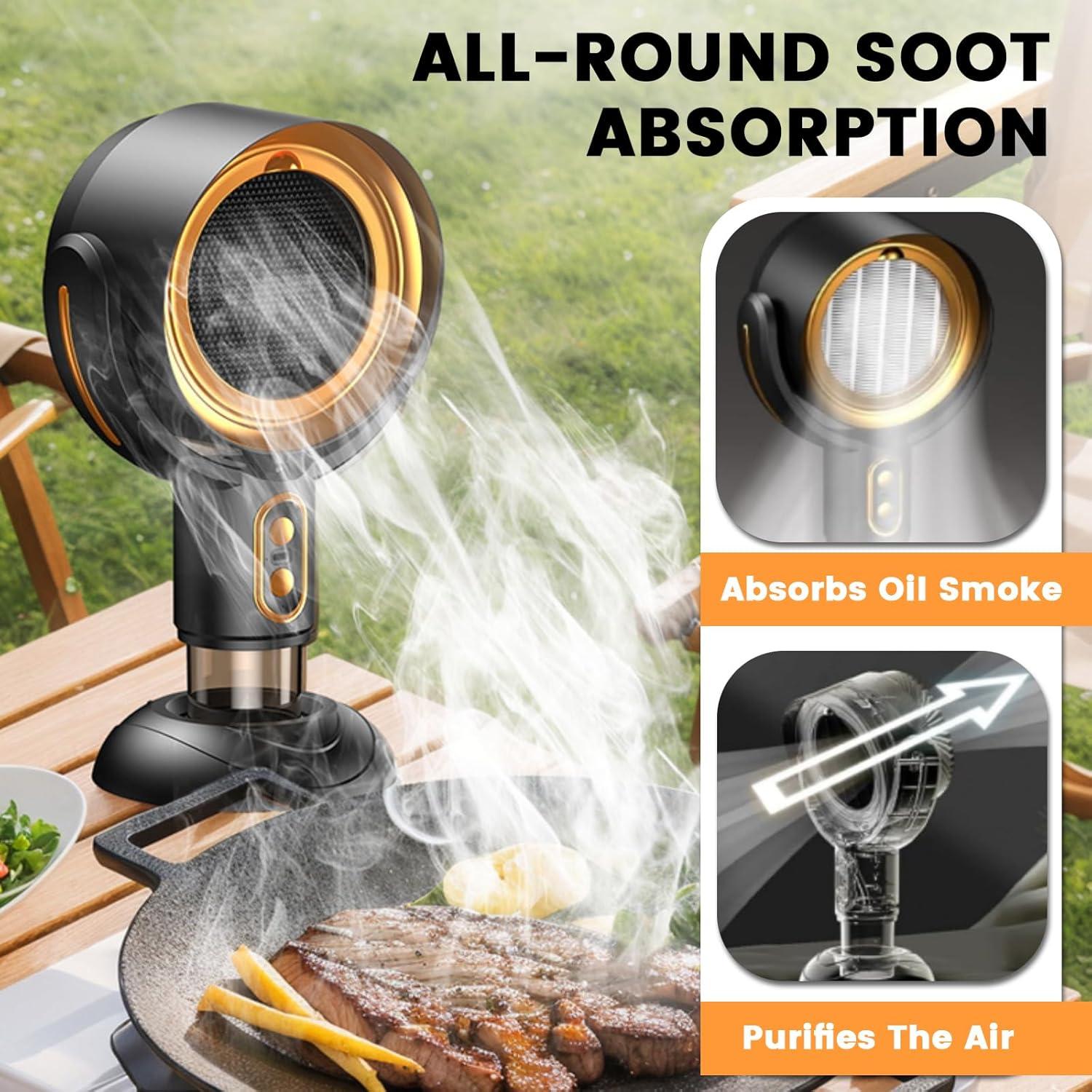 Daiosportswear Smoke Fan for Smoking indoors, the High Fan for Smoking, Wireless Mini Portable Range Anion Desktop Range Hood/Purifier Compact Fan Aromatherapy Diffuser Filter