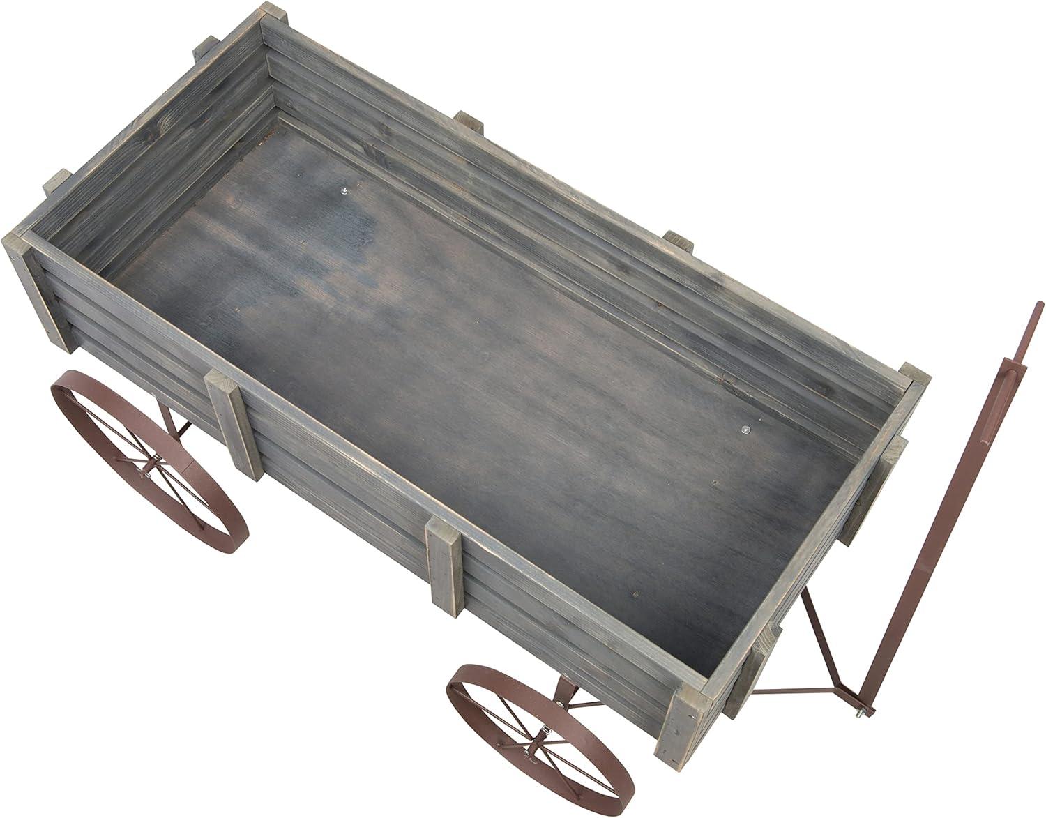 Shine Company Transitional Cedar Wood Decorative Wagon Garden Planter in Gray