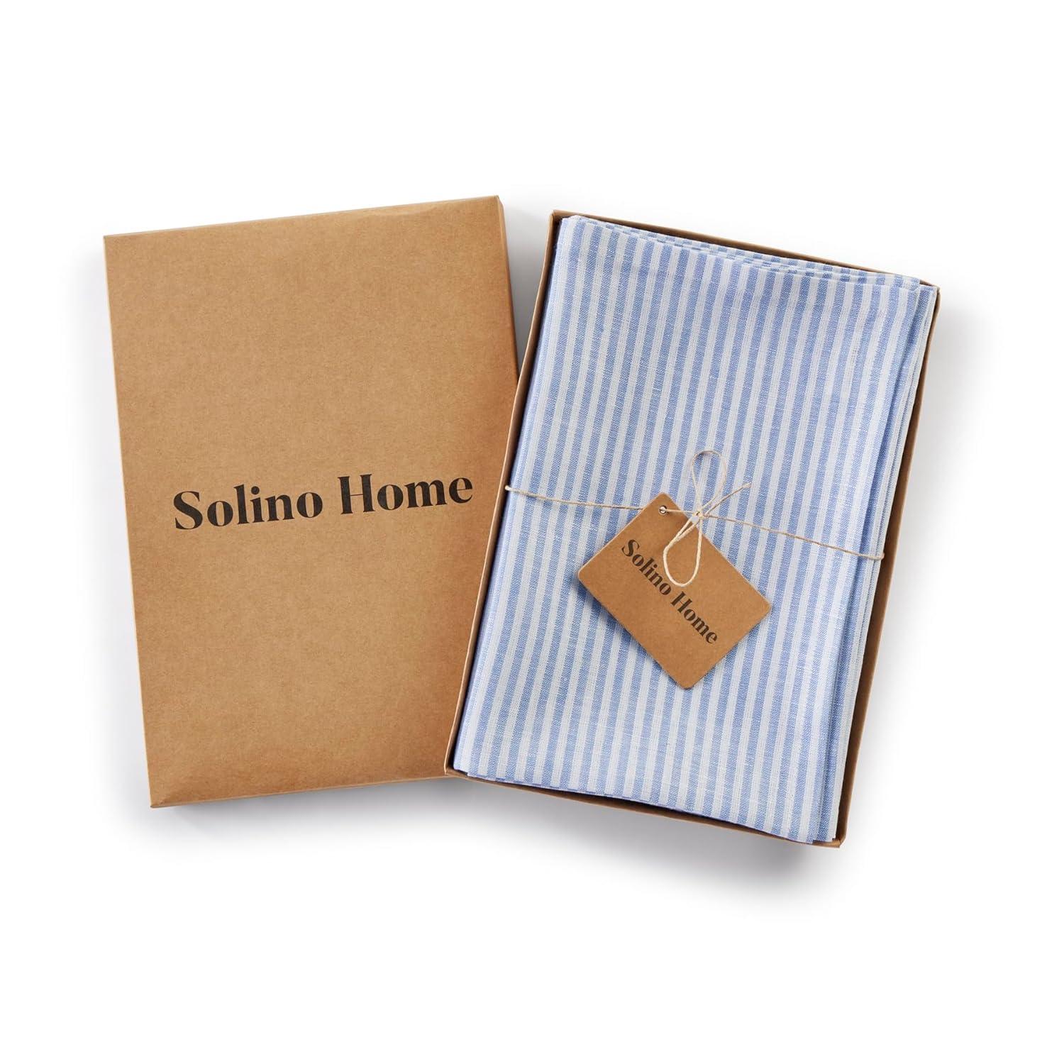 Solino Home Narrow Stripe - 100% Pure Linen Dinner Napkins (Set of 4)