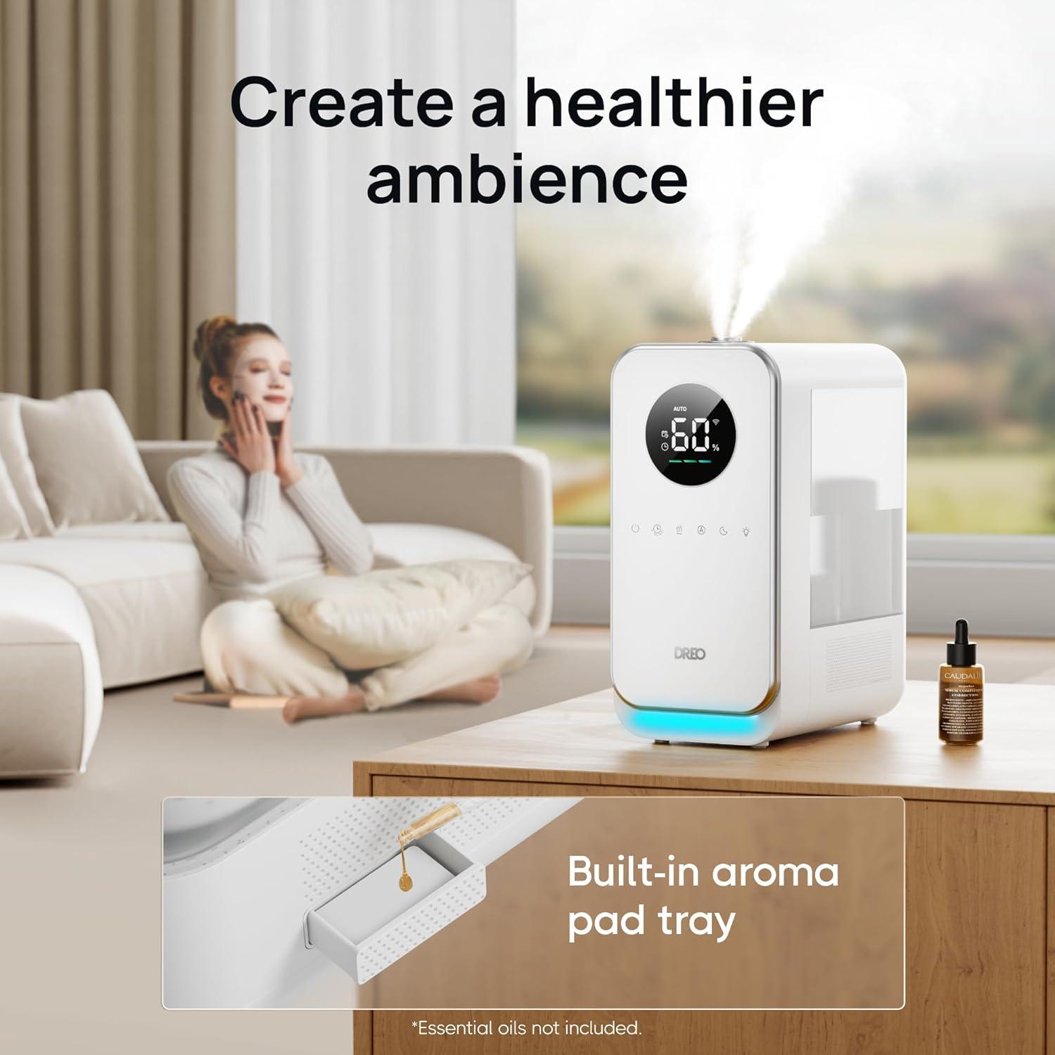 White Ultrasonic Smart Humidifier with App Control, 5L