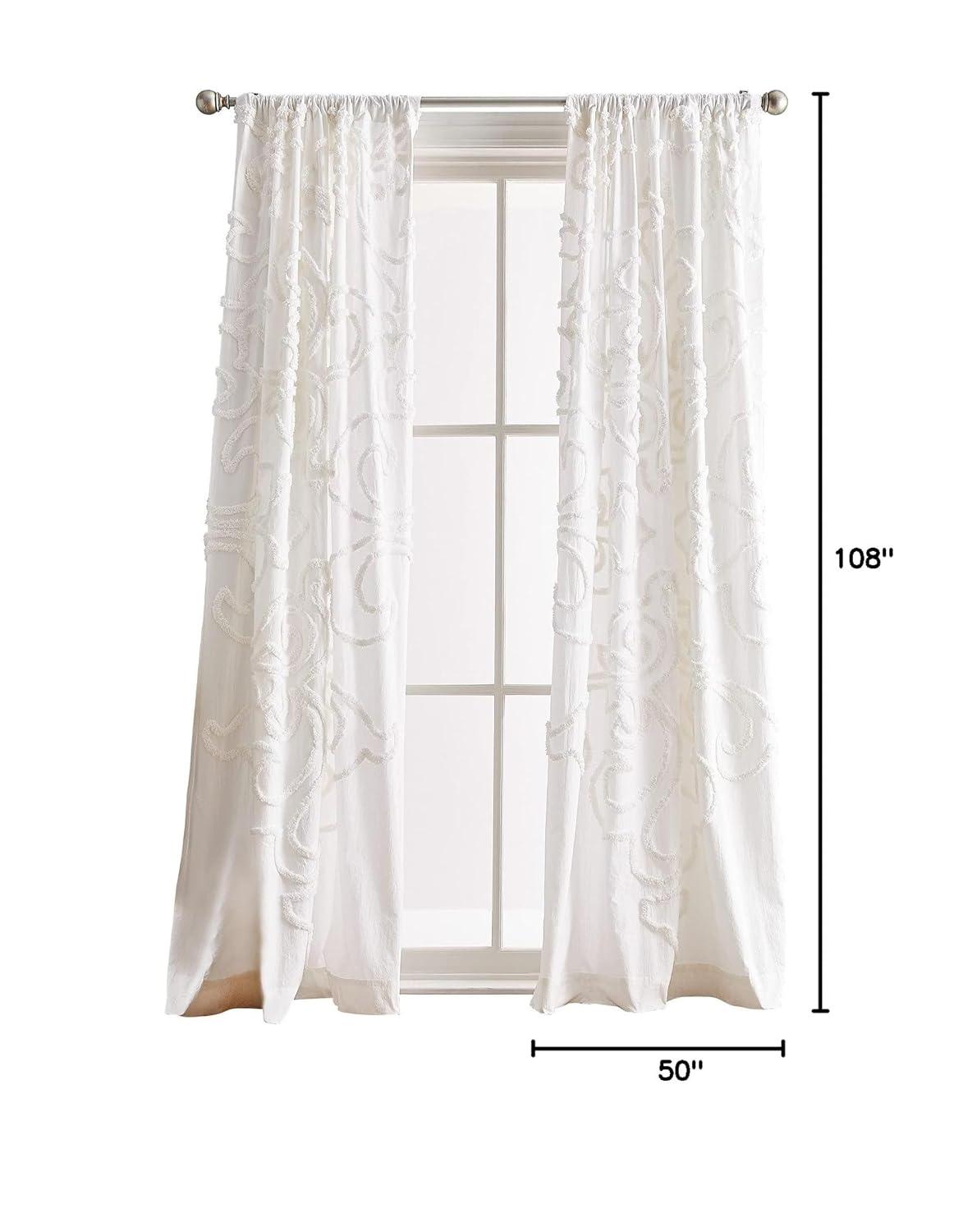 Peri Home Gates Tufted Chenille Rod Pocket Curtain Panel Pair White & Reviews | Wayfair