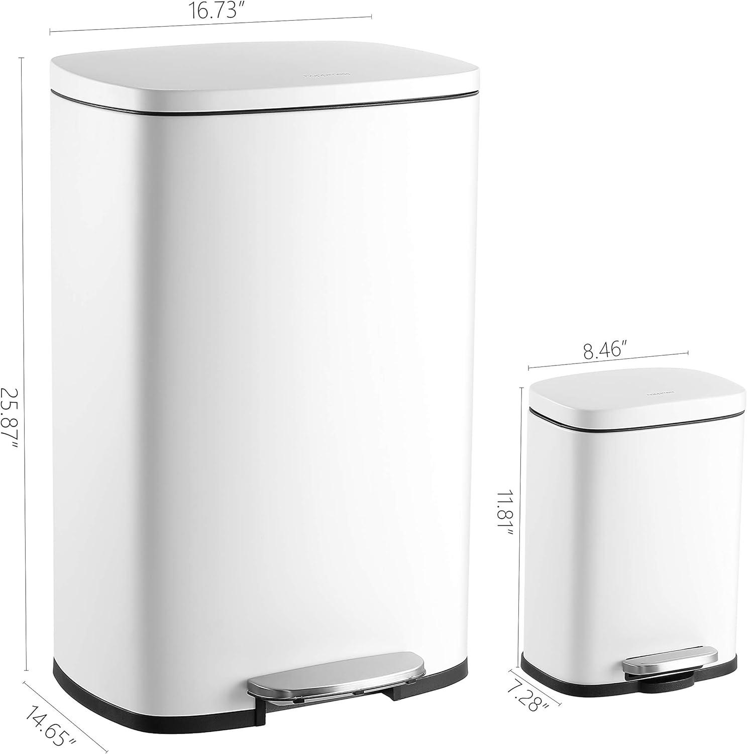 happimess Connor Rectangular 13-Gallon Trash Can with Soft-Close Lid and FREE Mini Trash Can