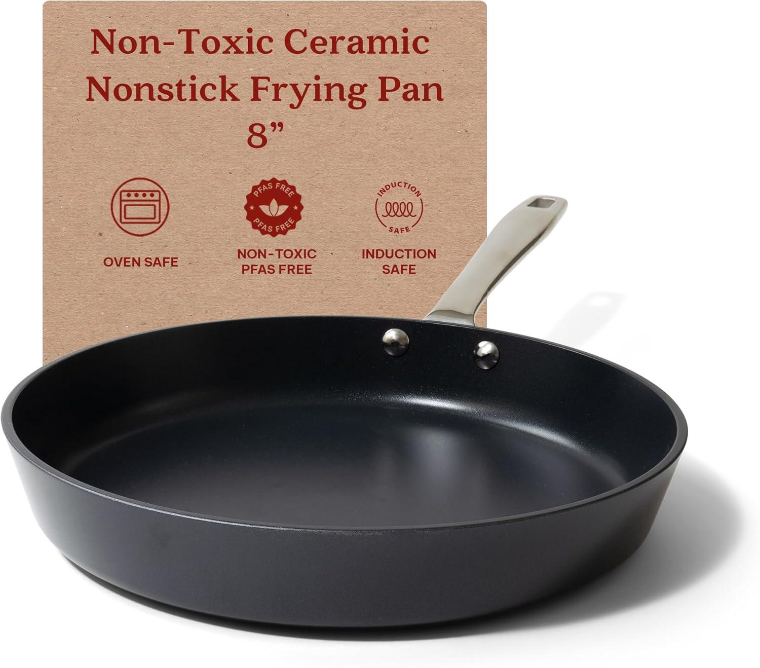 Alva Alva Maestro Nonstick Ceramic Frying Pan Skillet, Non-Toxic PFAS PFOA & PTFE Free, Healthy Cooking Pan, Compatible with all Stovetops & Induction Safe, Oven Safe & Stay-Cool Handle