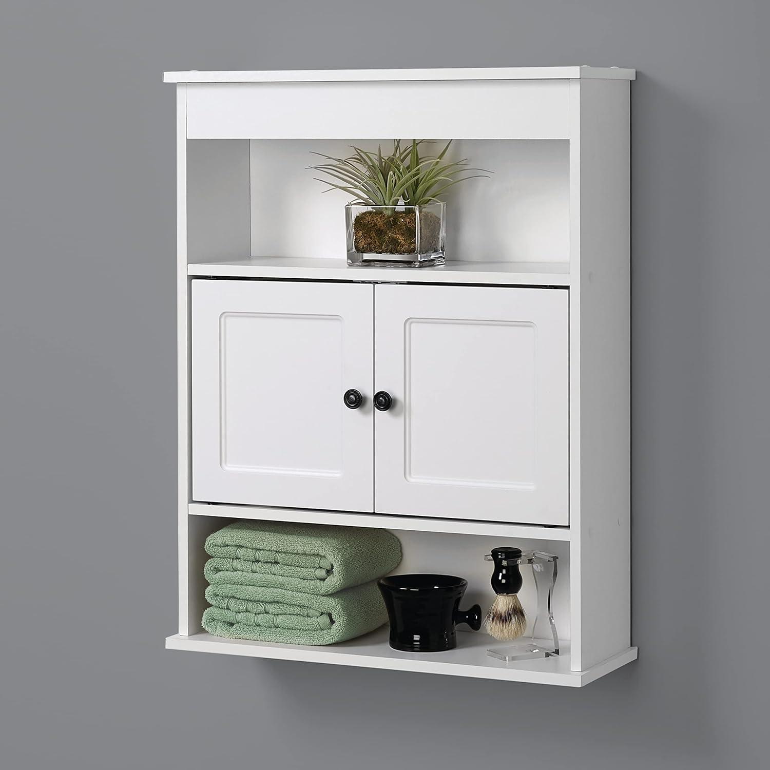 Zenna Home Engineered Wood Bathroom Wall Cabinet with 3 Shelves, White