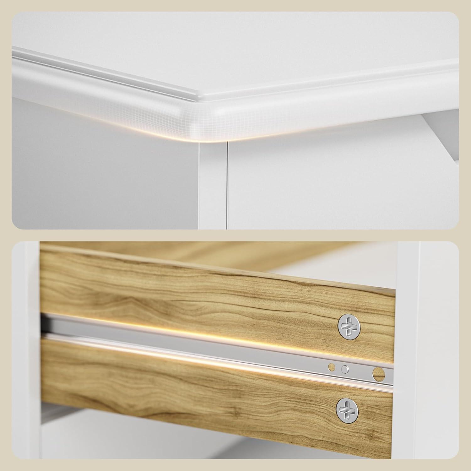 Homfa 6 Drawer White Dresser, Vertical Chest of Drawers Wood Storage Cabinet for Bedroom Living Room